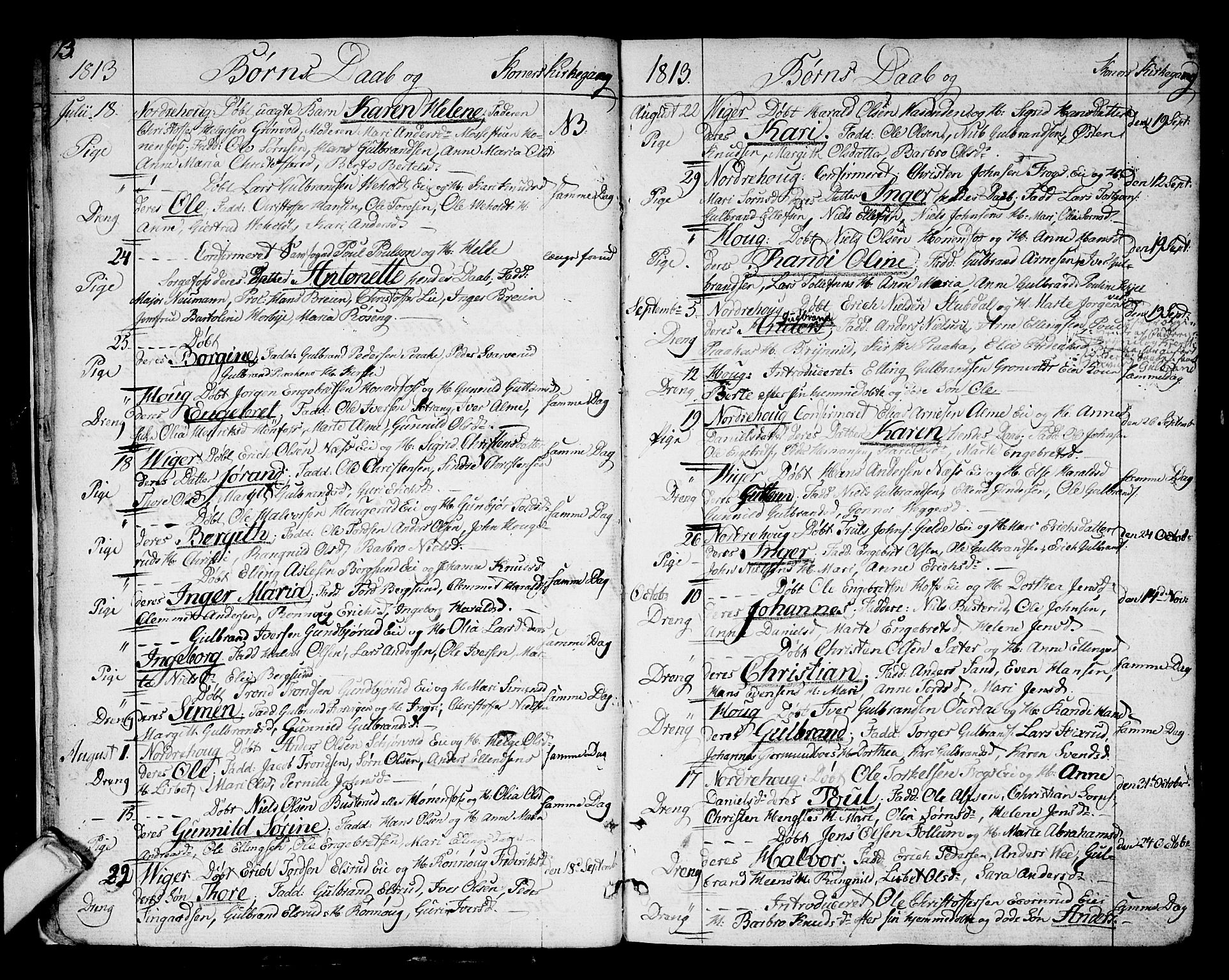 Norderhov kirkebøker, SAKO/A-237/F/Fa/L0007: Parish register (official) no. 7, 1812-1814, p. 13
