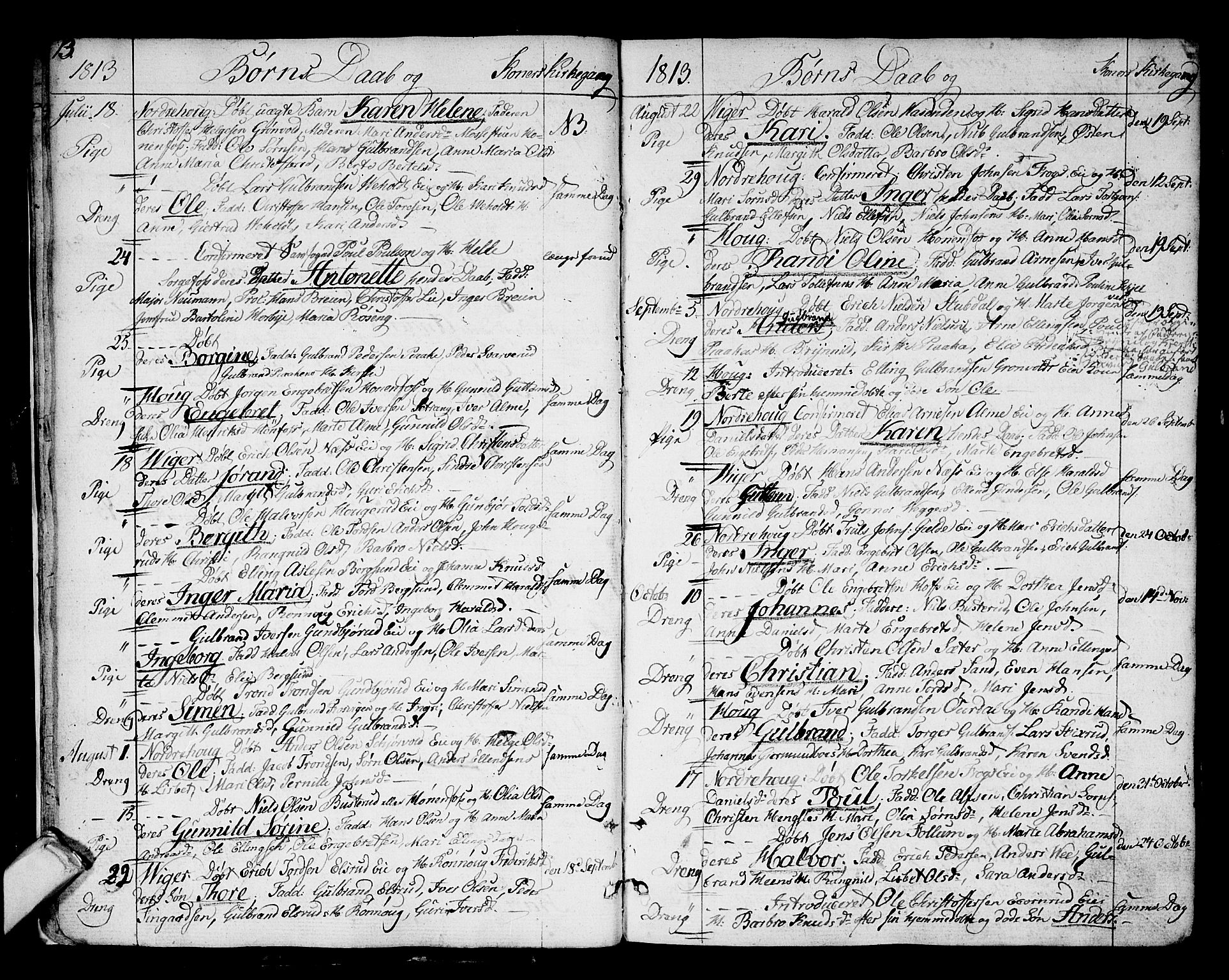 Norderhov kirkebøker, AV/SAKO-A-237/F/Fa/L0007: Parish register (official) no. 7, 1812-1814, p. 13