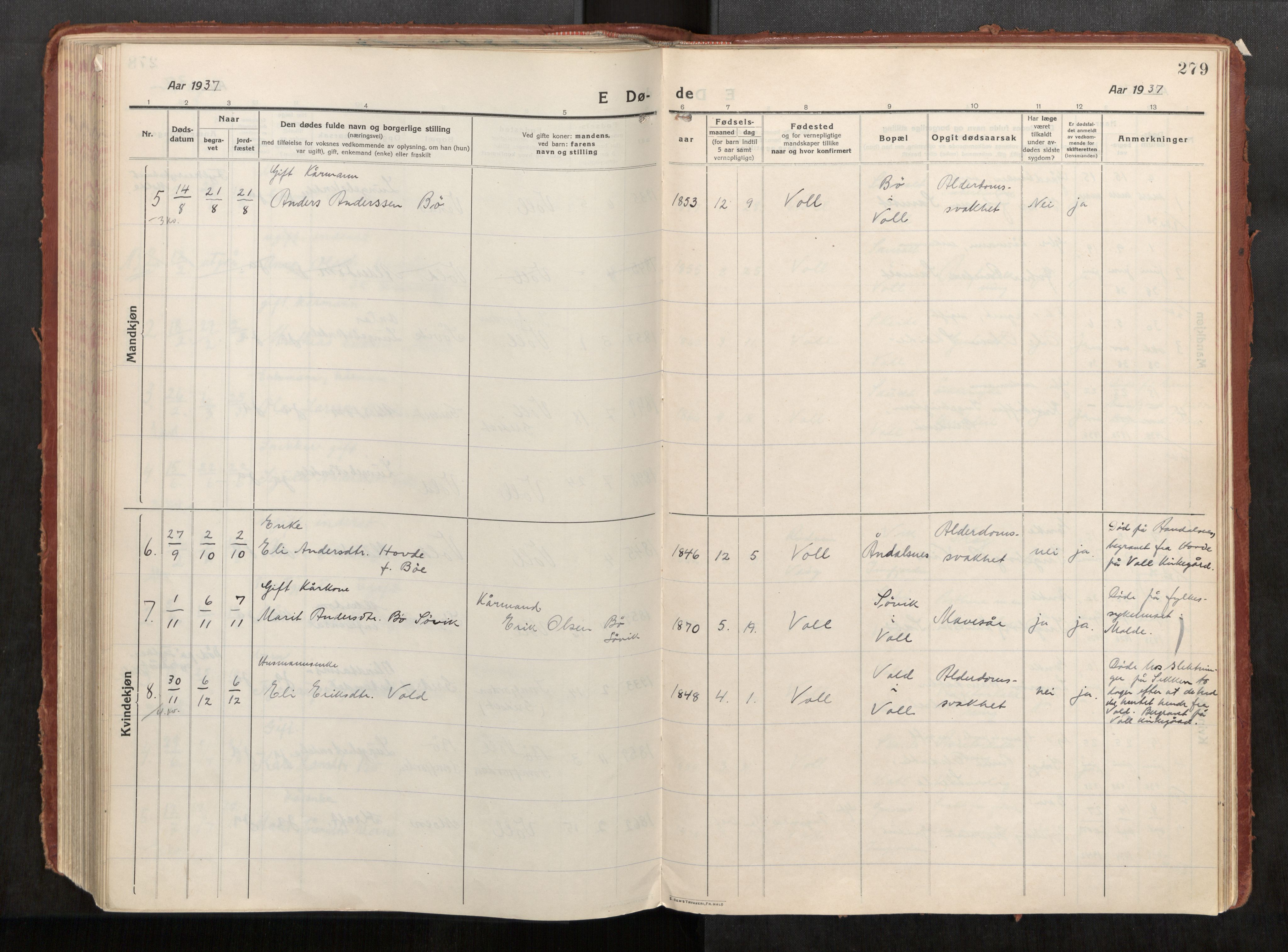 Eid sokneprestkontor, AV/SAT-A-1254: Parish register (official) no. 543A04, 1916-1956, p. 279