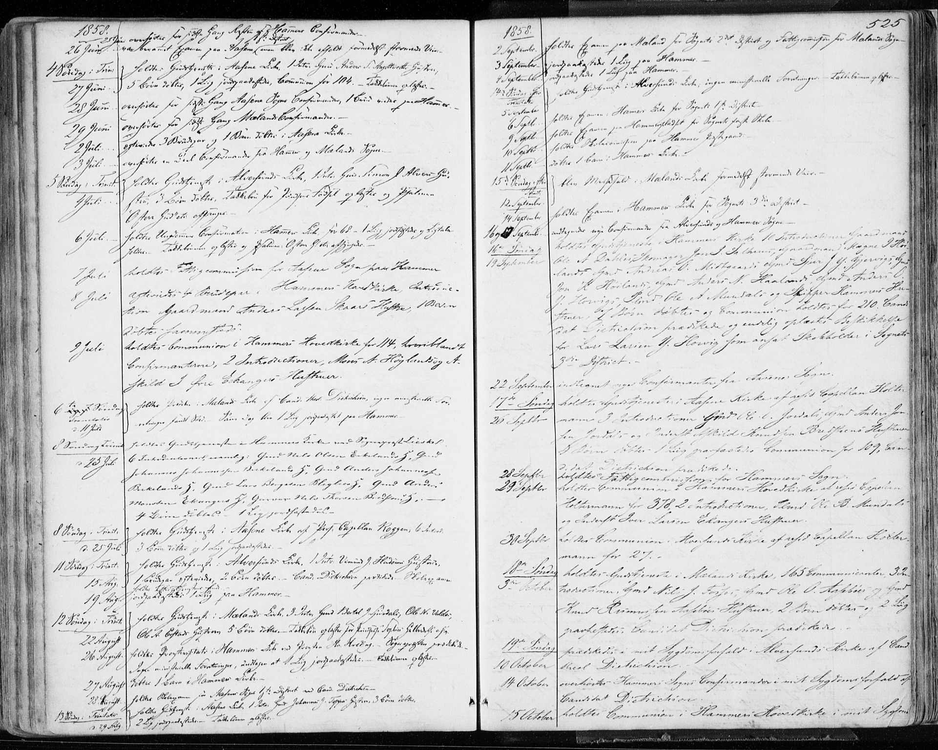 Hamre sokneprestembete, SAB/A-75501/H/Ha/Haa/Haaa/L0014: Parish register (official) no. A 14, 1858-1872, p. 525