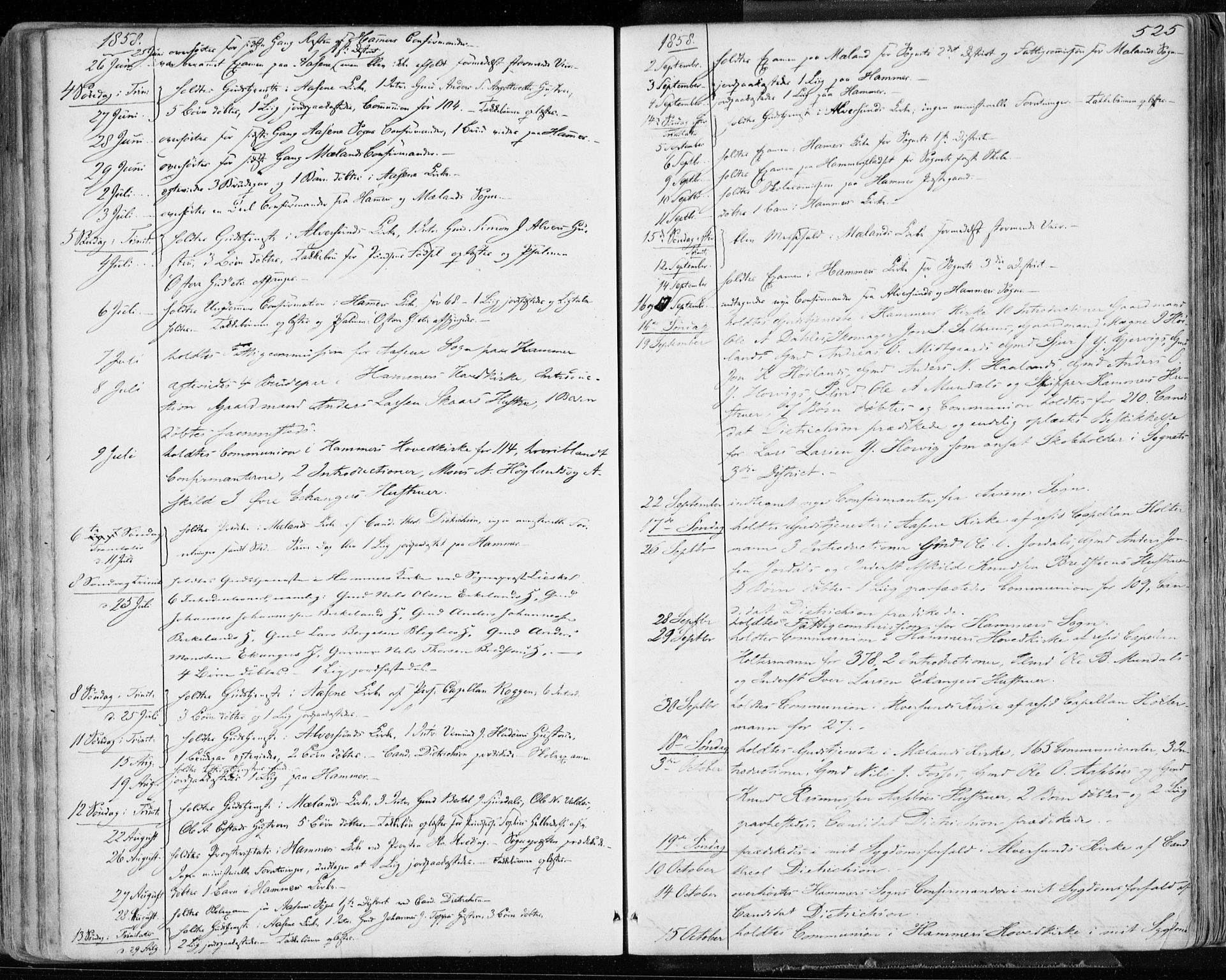 Hamre sokneprestembete, AV/SAB-A-75501/H/Ha/Haa/Haaa/L0014: Parish register (official) no. A 14, 1858-1872, p. 525