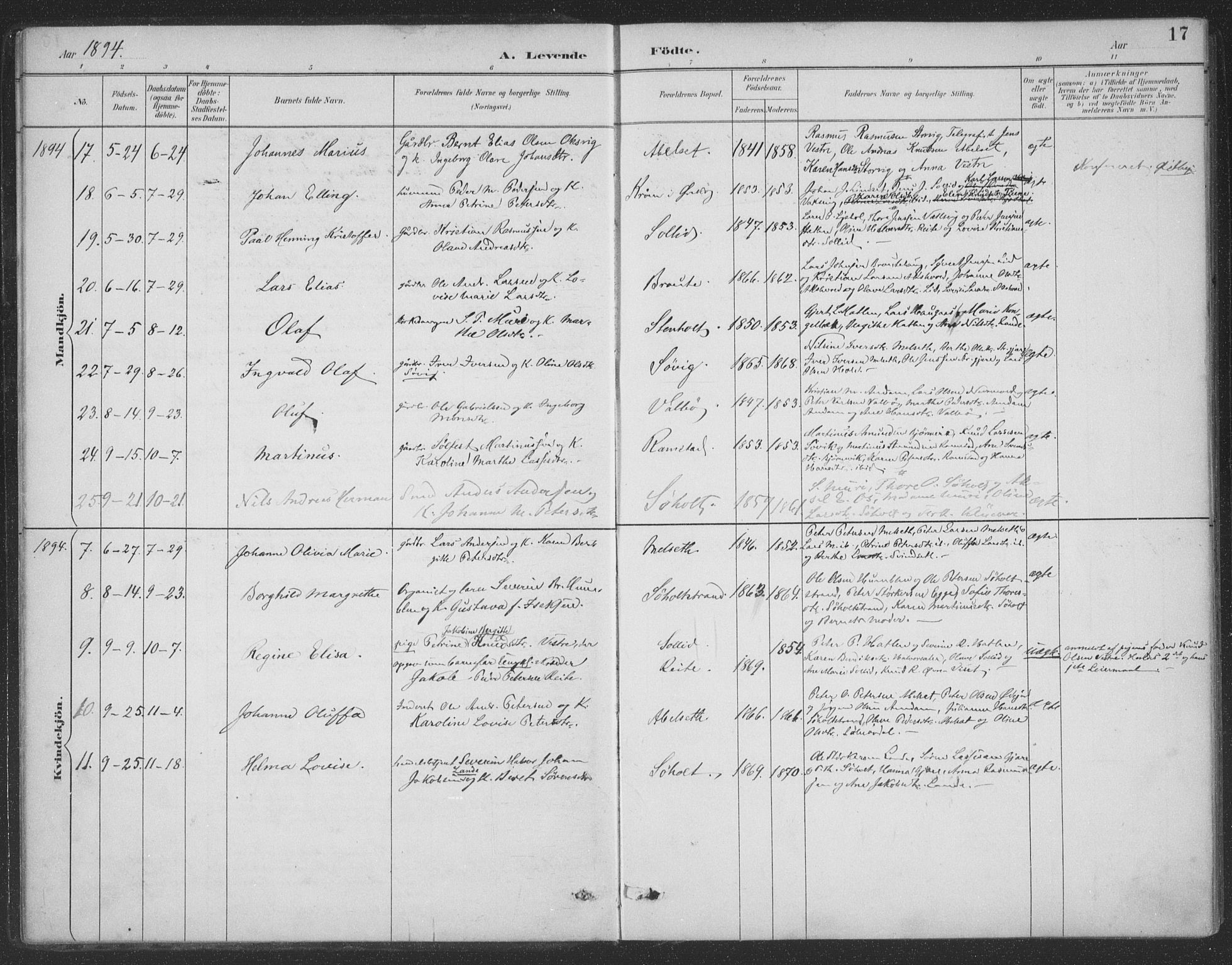 Ministerialprotokoller, klokkerbøker og fødselsregistre - Møre og Romsdal, AV/SAT-A-1454/522/L0316: Parish register (official) no. 522A11, 1890-1911, p. 17