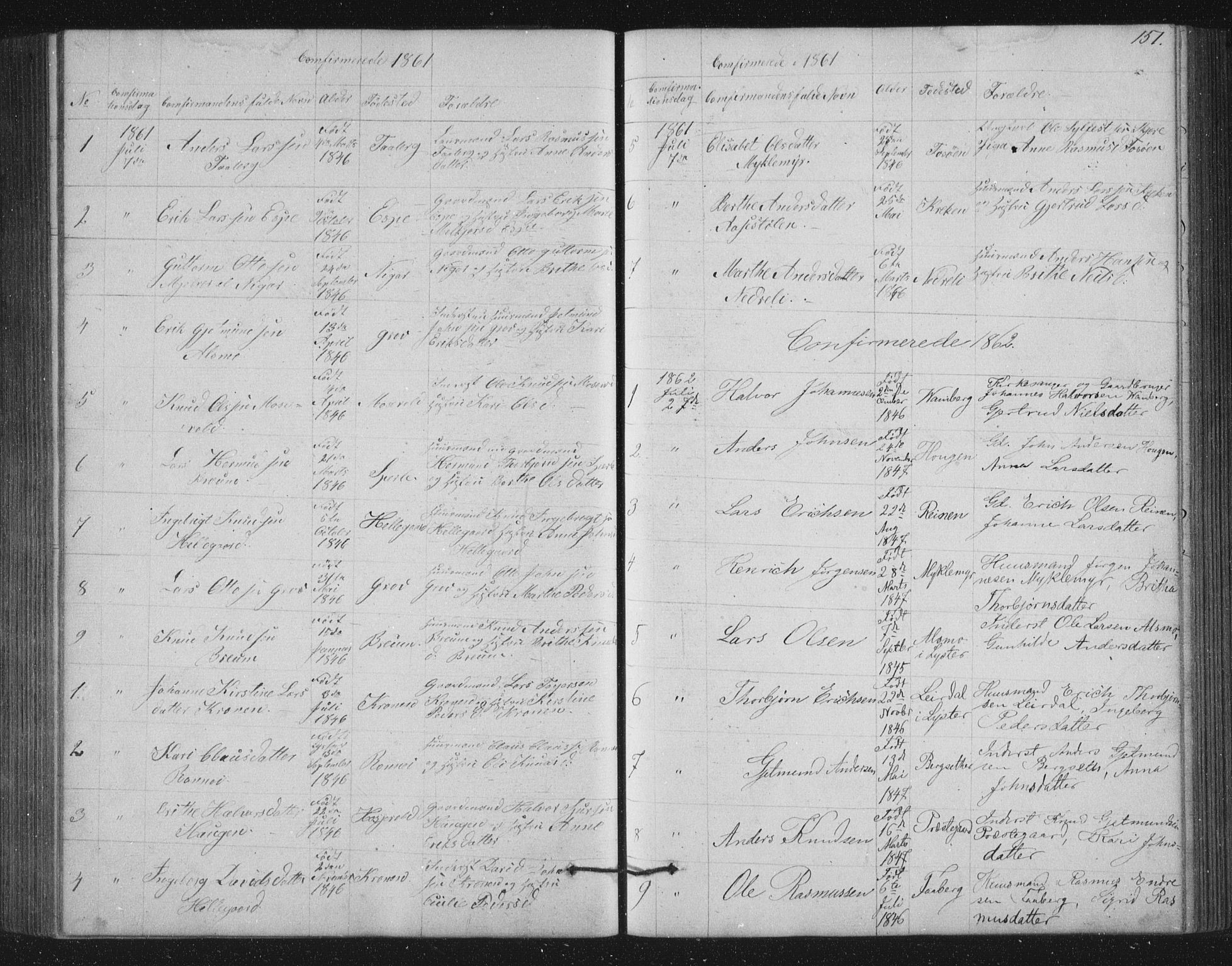 Jostedal sokneprestembete, AV/SAB-A-80601/H/Hab/Haba/L0001: Parish register (copy) no. A 1, 1861-1906, p. 151