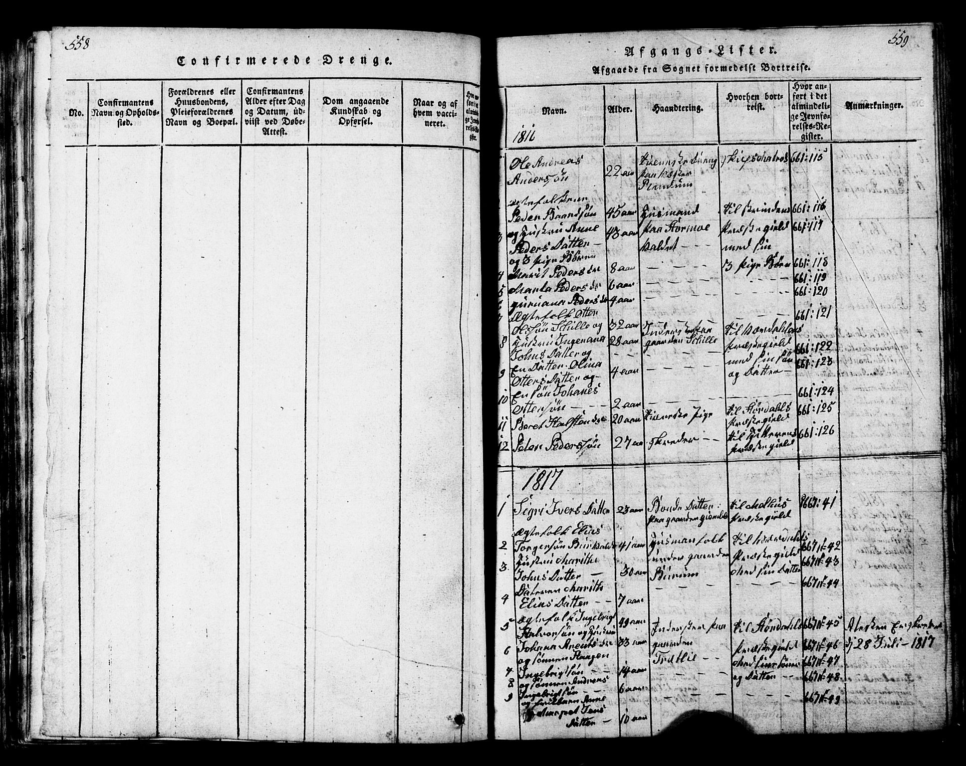 Ministerialprotokoller, klokkerbøker og fødselsregistre - Nord-Trøndelag, SAT/A-1458/717/L0169: Parish register (copy) no. 717C01, 1816-1834, p. 558-559