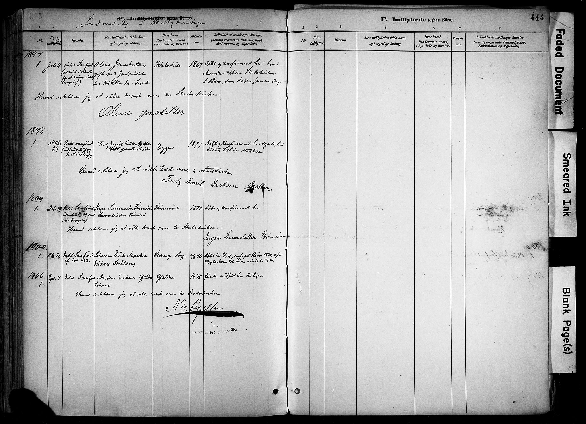 Alvdal prestekontor, SAH/PREST-060/H/Ha/Haa/L0002: Parish register (official) no. 2, 1883-1906, p. 444