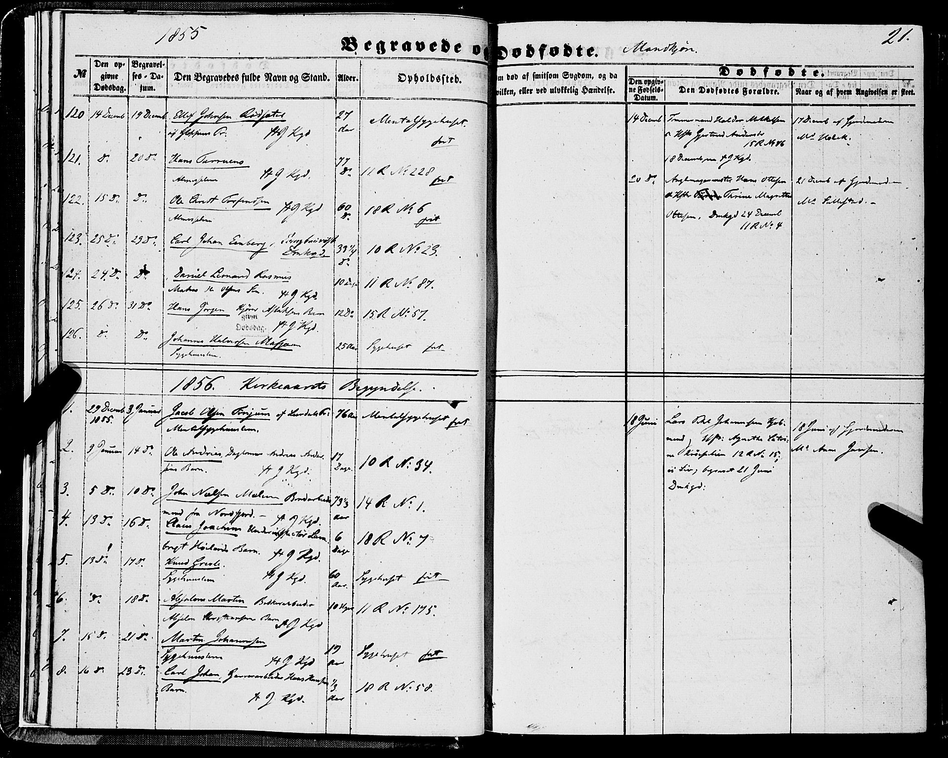Domkirken sokneprestembete, AV/SAB-A-74801/H/Haa/L0041: Parish register (official) no. E 2, 1853-1863, p. 21