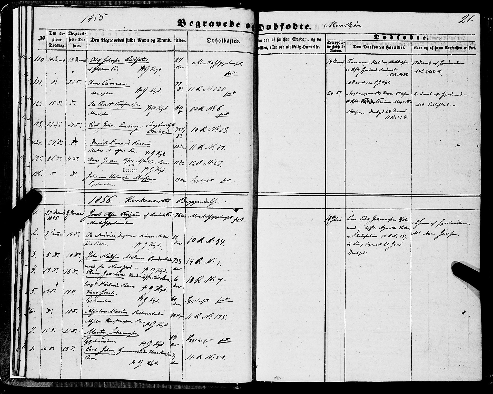 Domkirken sokneprestembete, SAB/A-74801/H/Haa/L0041: Parish register (official) no. E 2, 1853-1863, p. 21