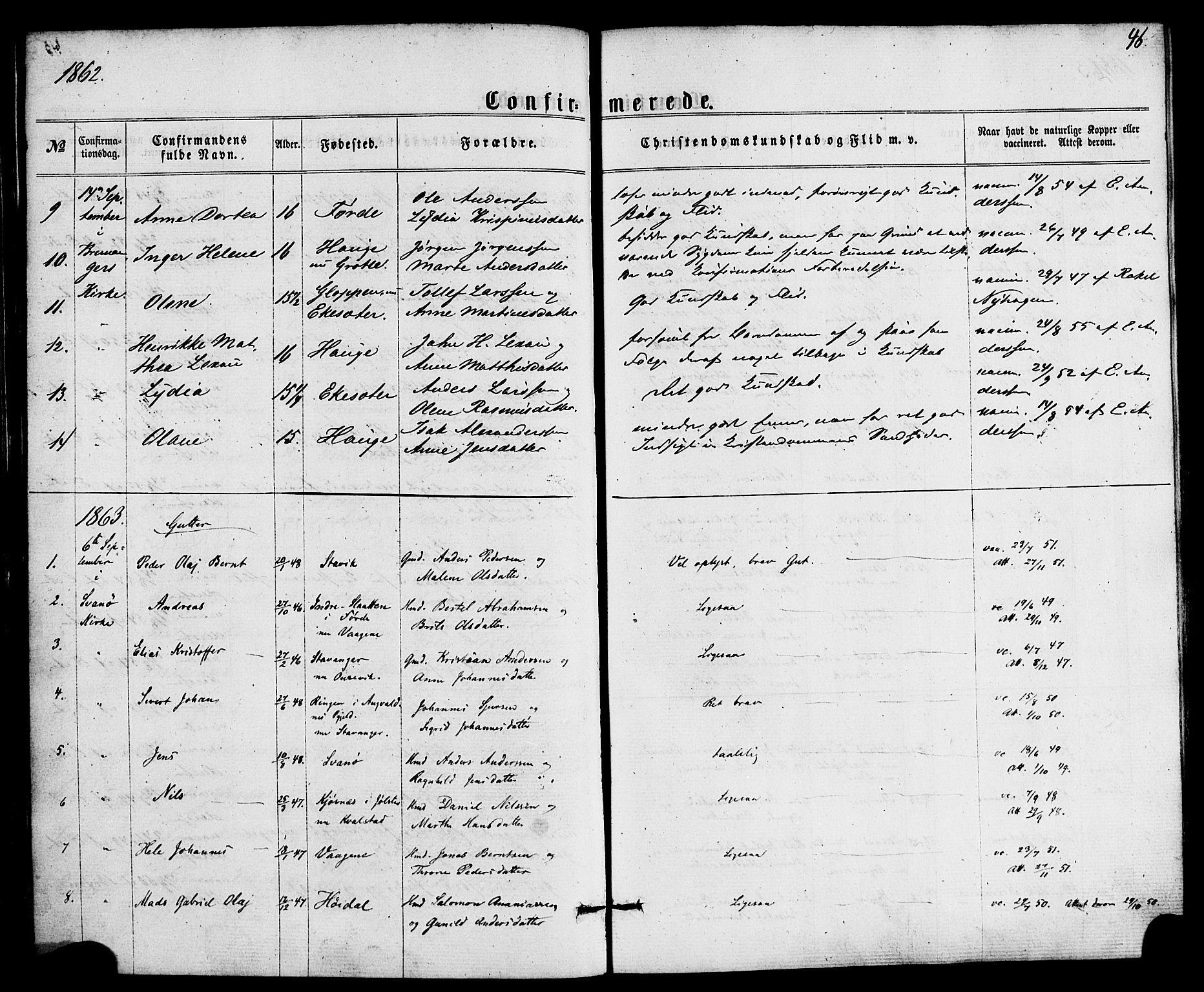 Kinn sokneprestembete, SAB/A-80801/H/Haa/Haaa/L0008: Parish register (official) no. A 8, 1859-1882, p. 46
