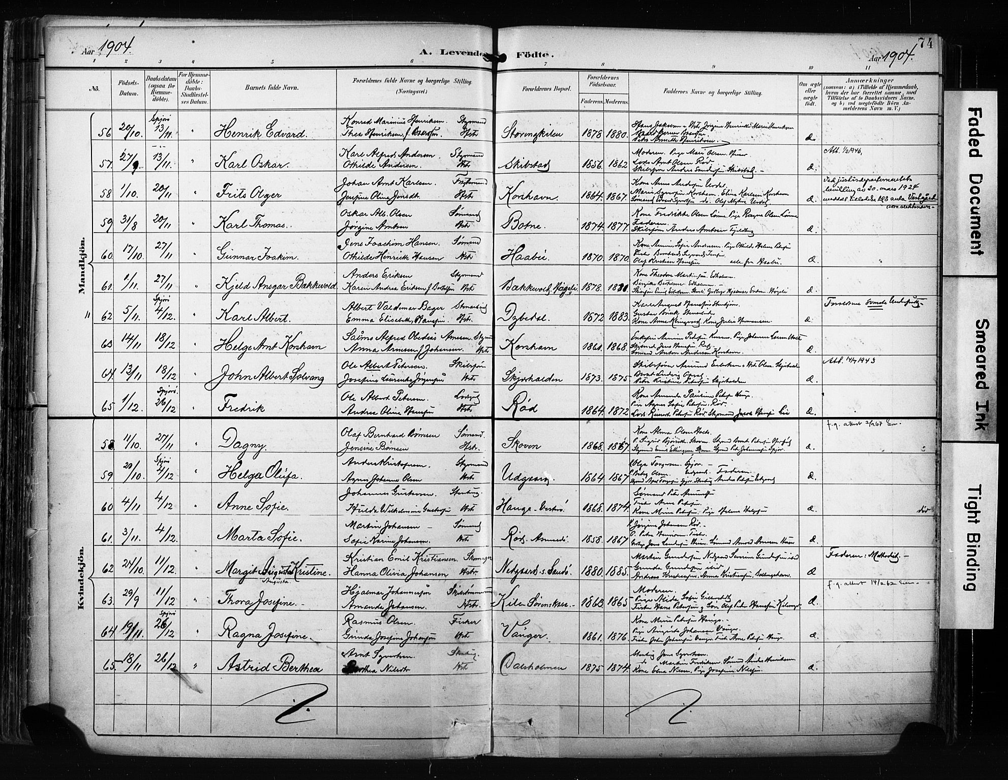 Hvaler prestekontor Kirkebøker, AV/SAO-A-2001/F/Fa/L0009: Parish register (official) no. I 9, 1895-1906, p. 74