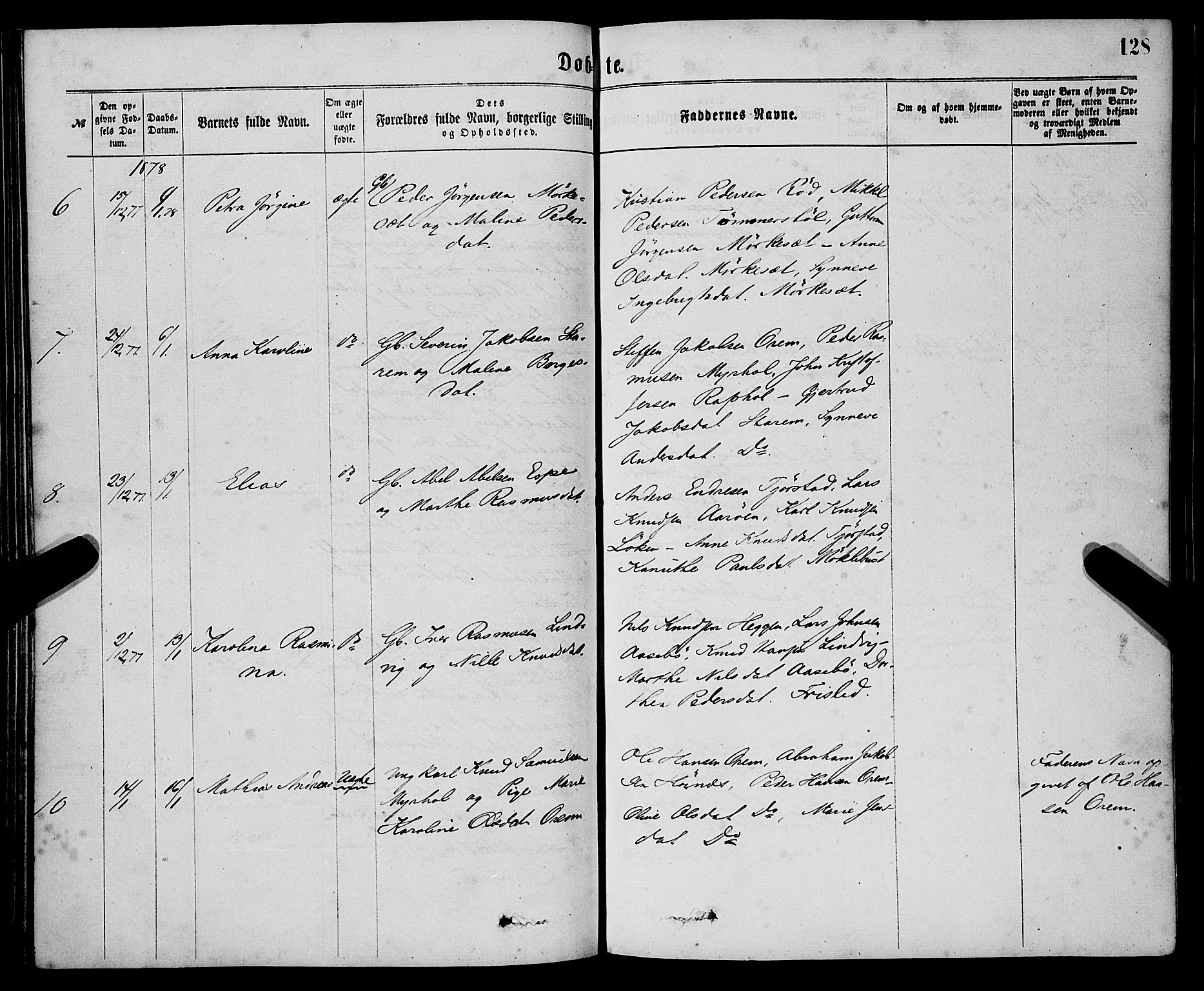 Eid sokneprestembete, AV/SAB-A-82301/H/Haa/Haaa/L0010: Parish register (official) no. A 10, 1867-1878, p. 128