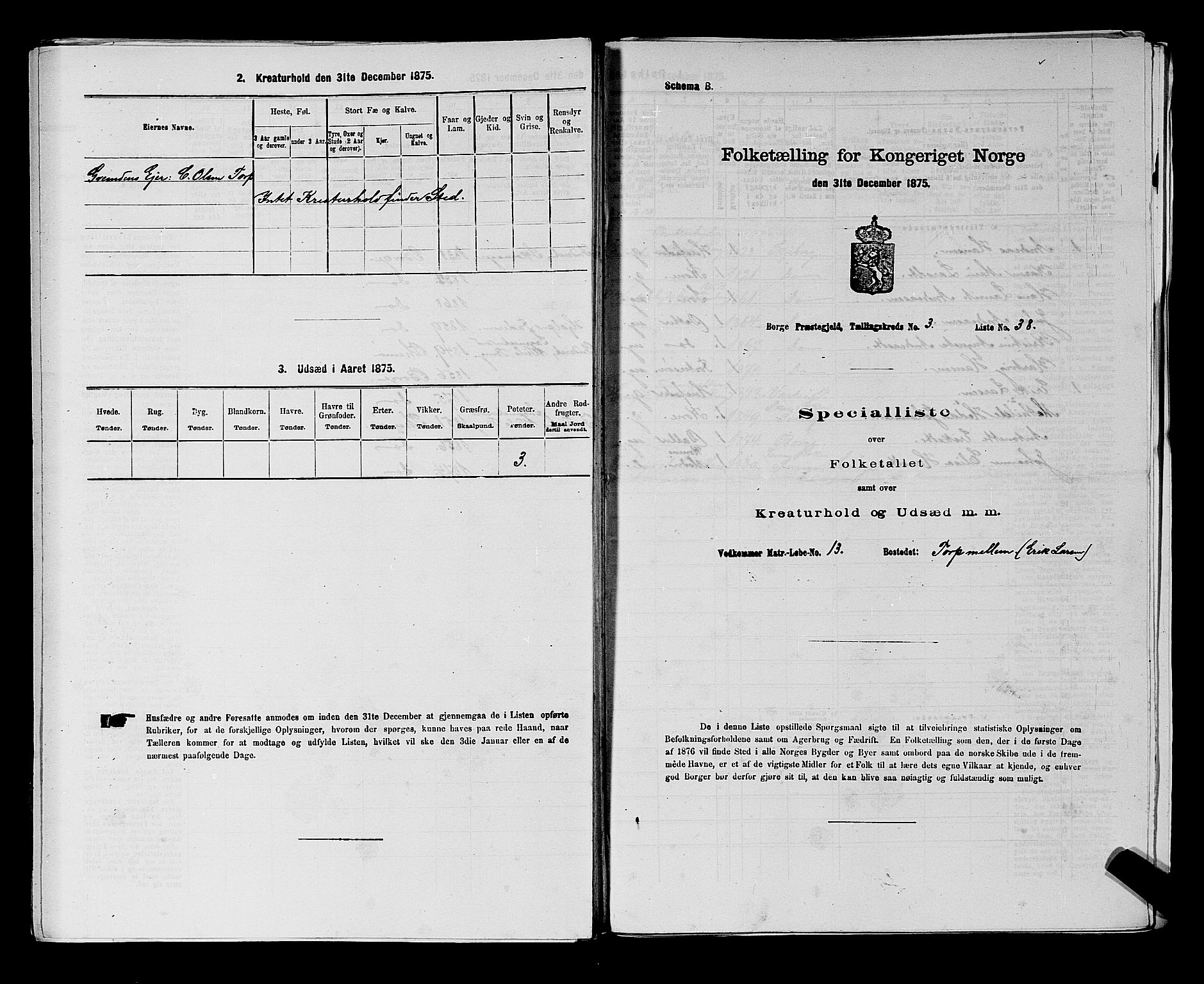 RA, 1875 census for 0113P Borge, 1875, p. 464