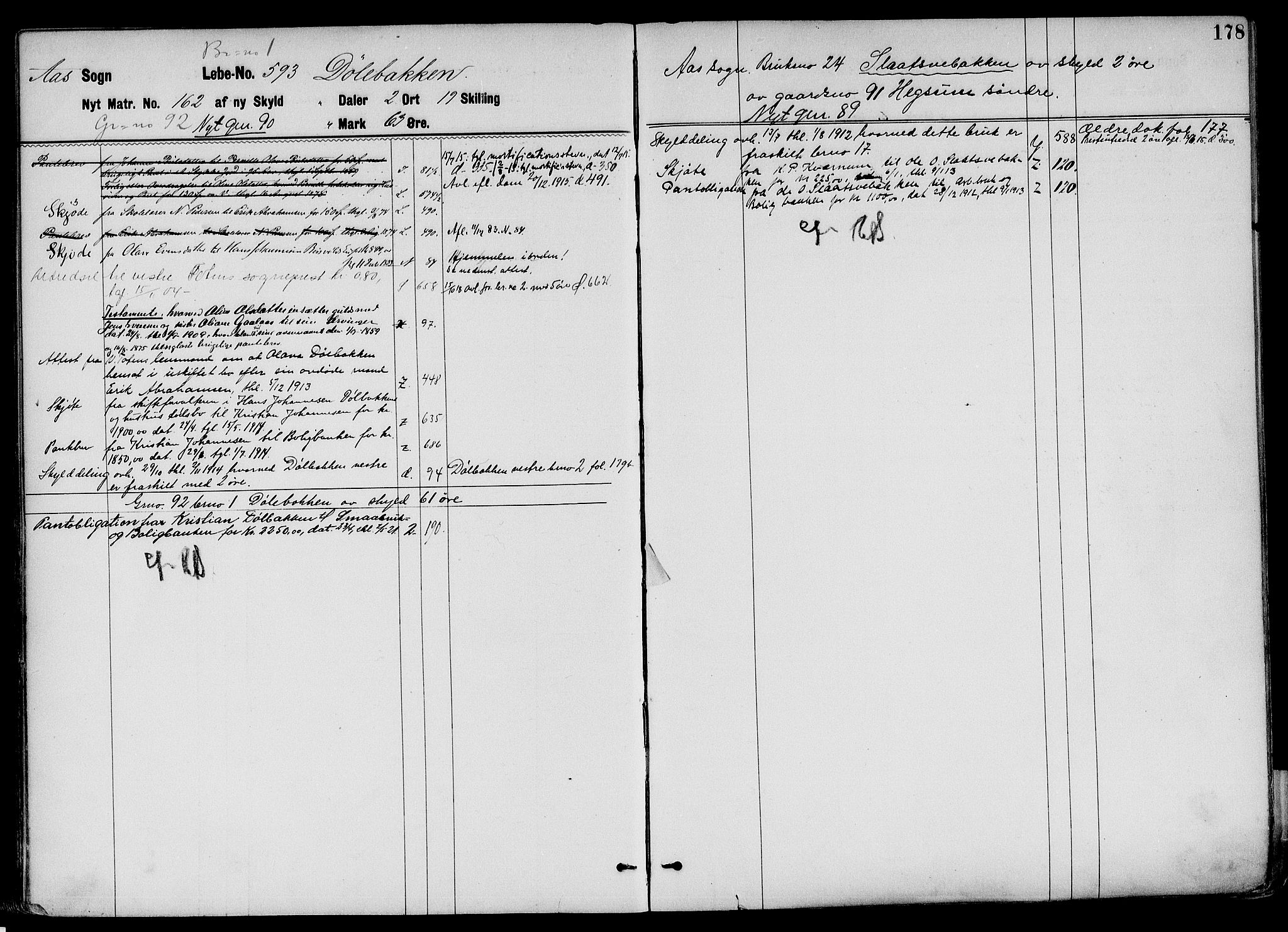 Toten tingrett, SAH/TING-006/H/Ha/Haa/L0037: Mortgage register no. 37, 1878, p. 178