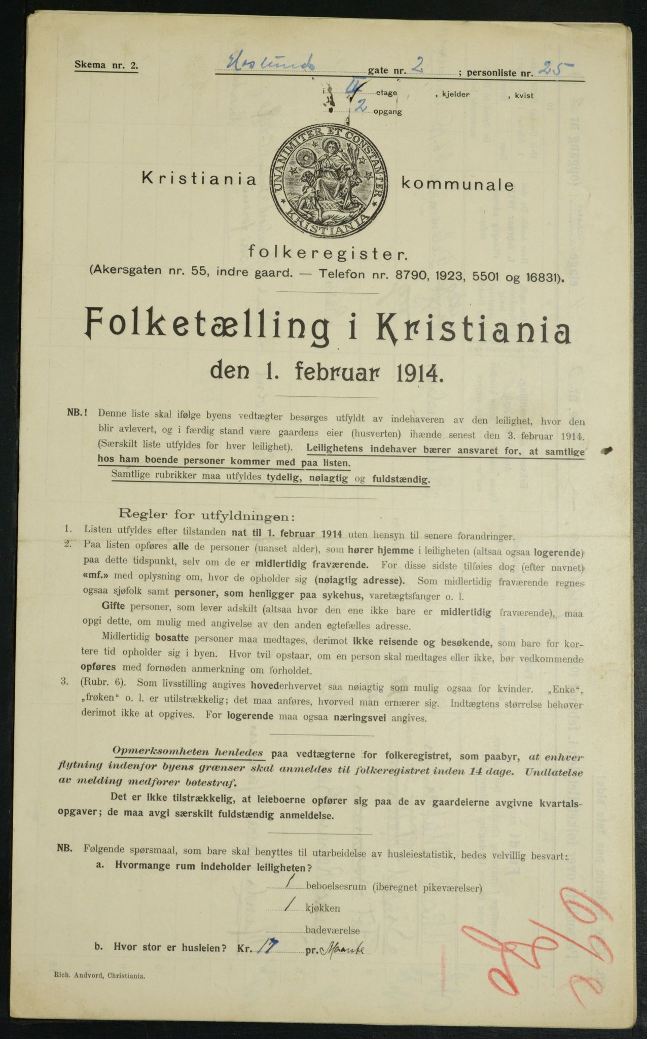 OBA, Municipal Census 1914 for Kristiania, 1914, p. 26864