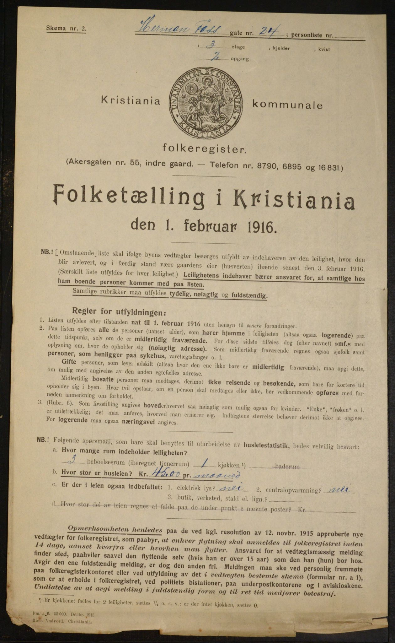 OBA, Municipal Census 1916 for Kristiania, 1916, p. 39674