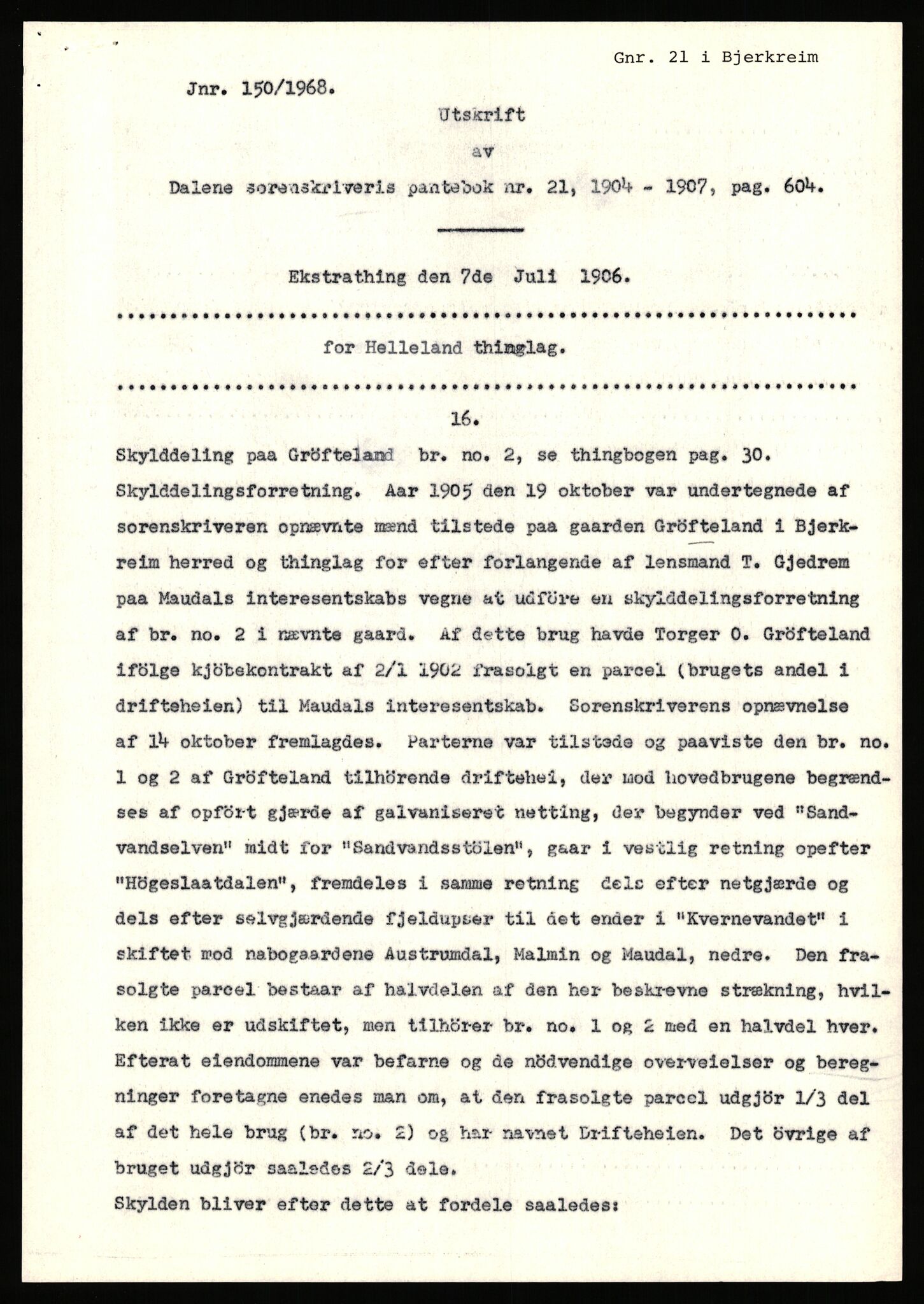 Statsarkivet i Stavanger, AV/SAST-A-101971/03/Y/Yj/L0027: Avskrifter sortert etter gårdsnavn: Gravdal - Grøtteland, 1750-1930, p. 721