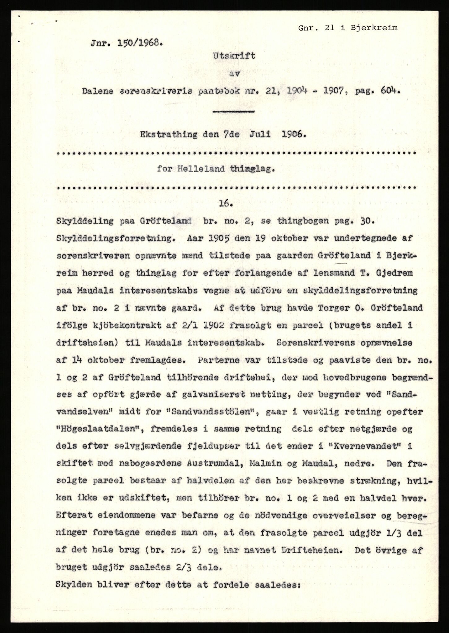 Statsarkivet i Stavanger, SAST/A-101971/03/Y/Yj/L0027: Avskrifter sortert etter gårdsnavn: Gravdal - Grøtteland, 1750-1930, p. 721