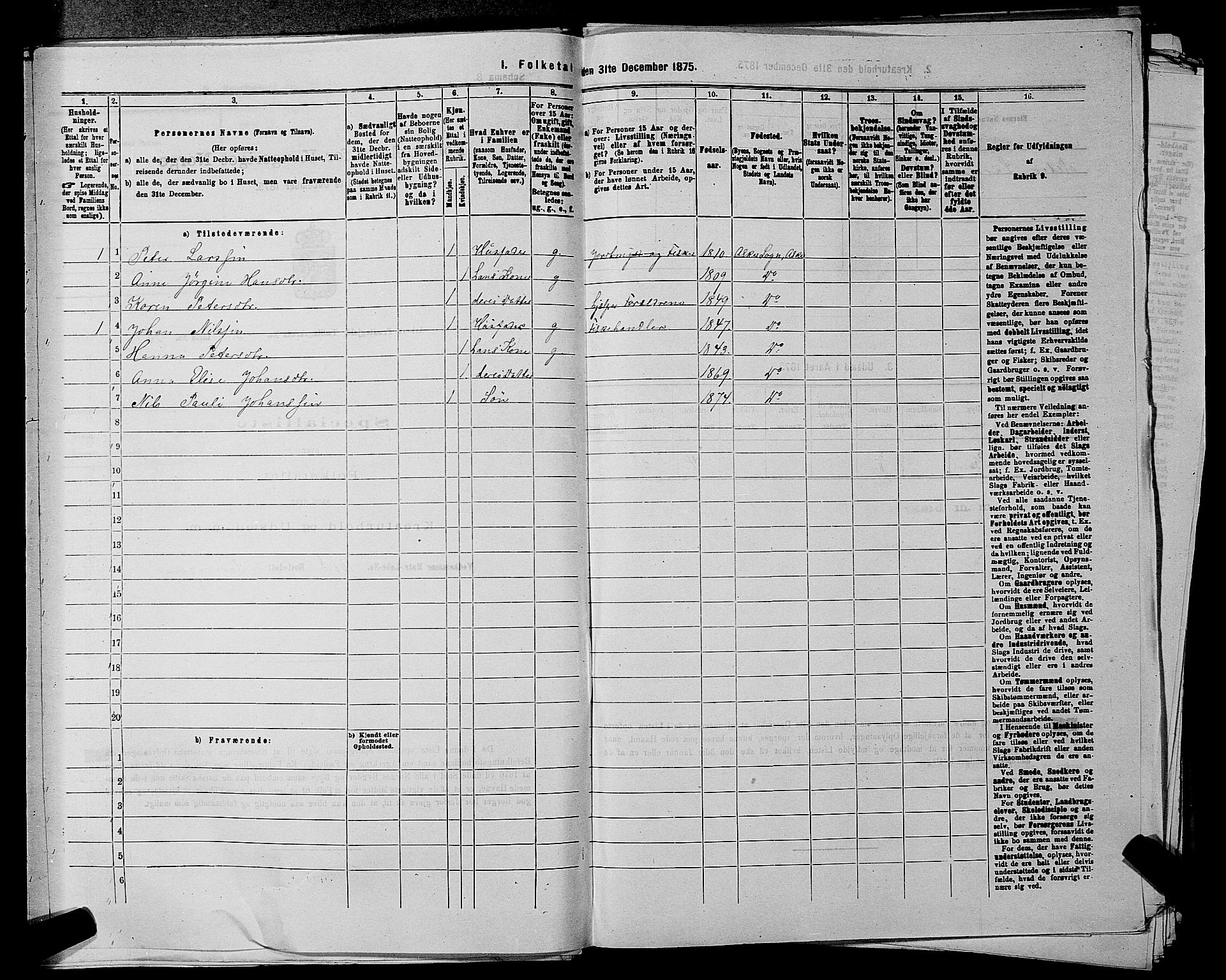 RA, 1875 census for 0220P Asker, 1875, p. 772