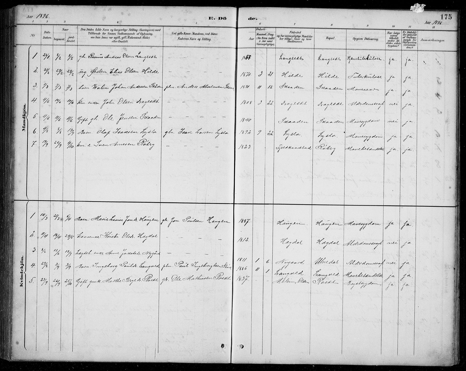 Innvik sokneprestembete, SAB/A-80501: Parish register (copy) no. A 3, 1886-1912, p. 175