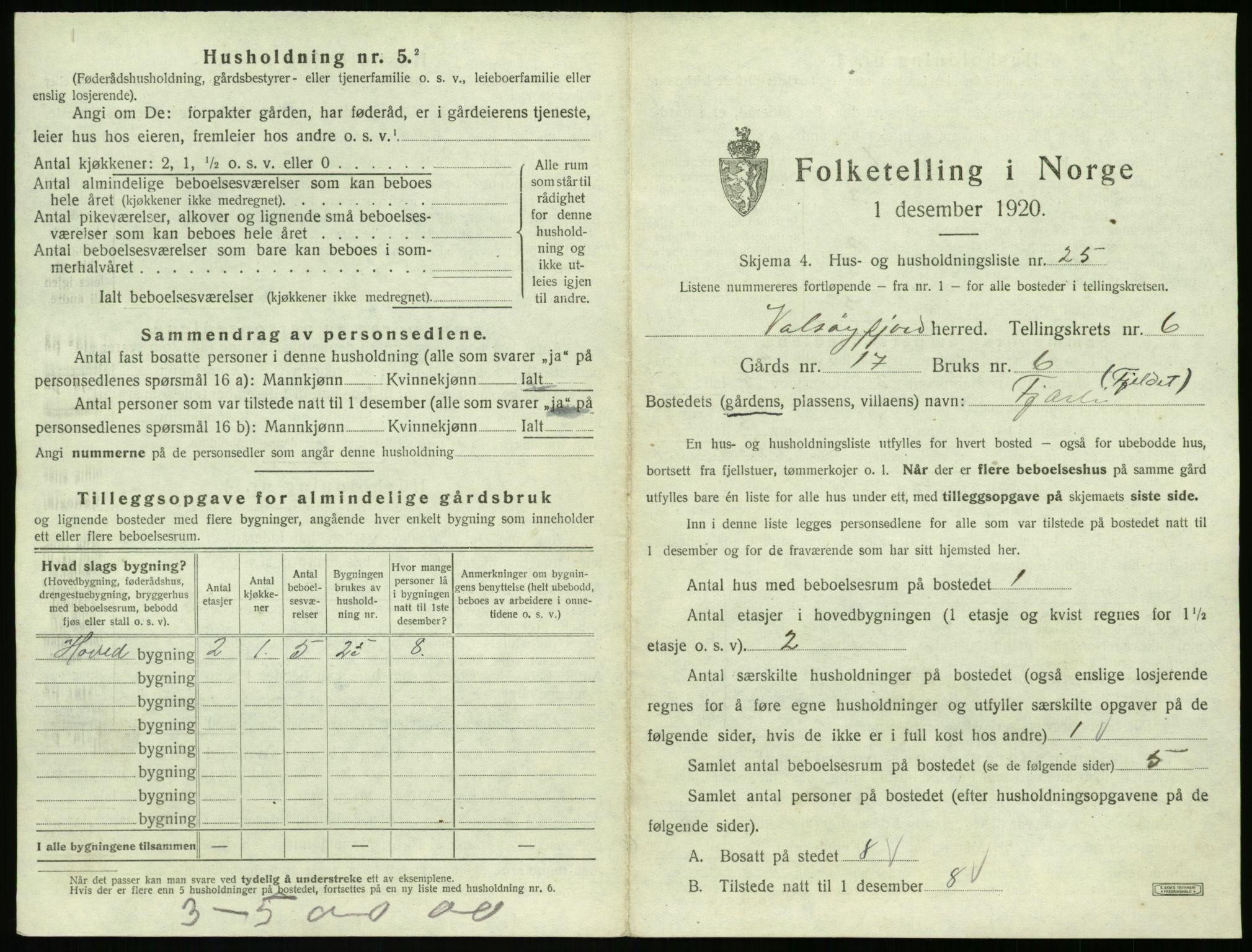 SAT, 1920 census for Valsøyfjord, 1920, p. 443