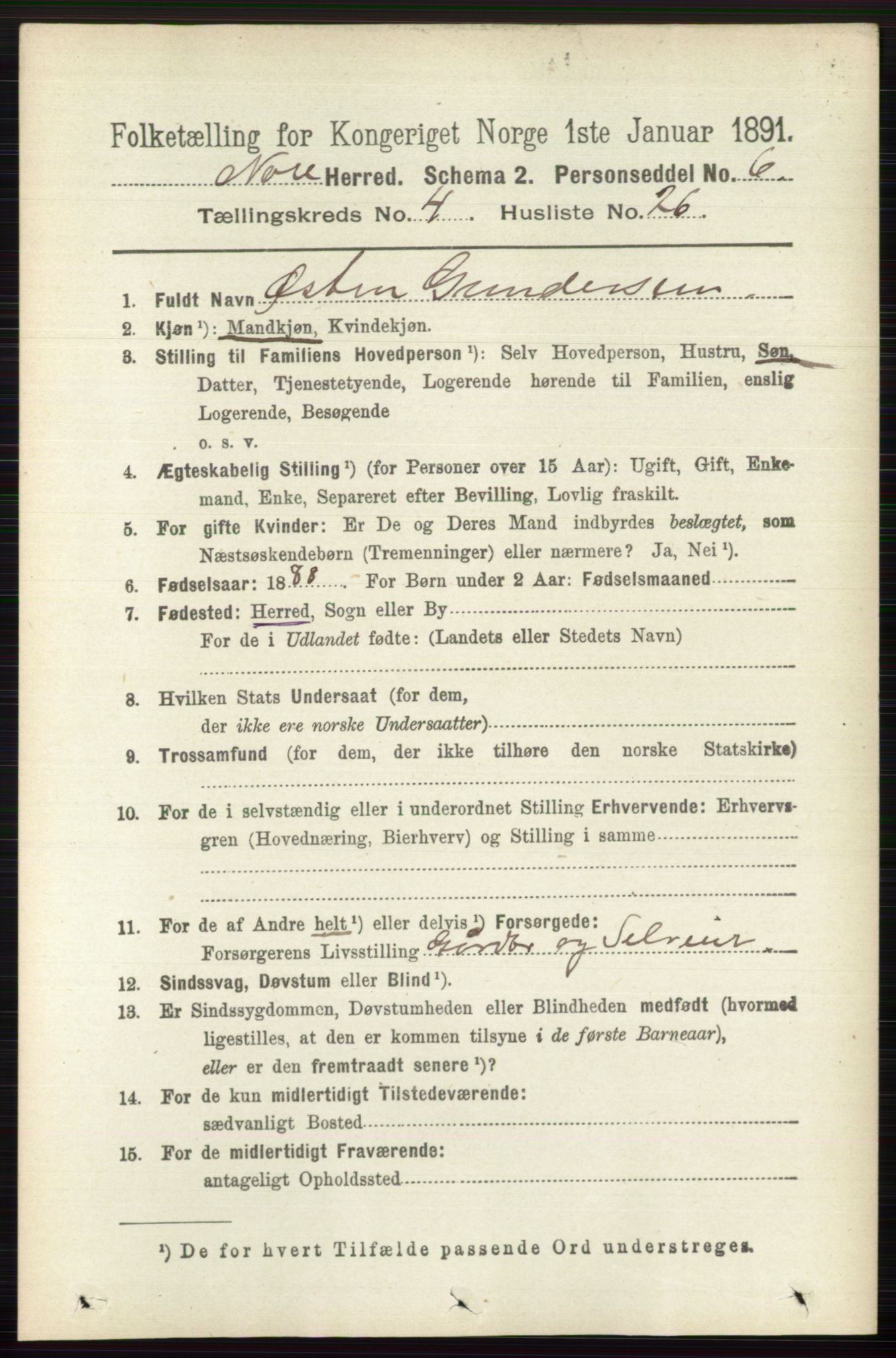 RA, 1891 census for 0633 Nore, 1891, p. 1418