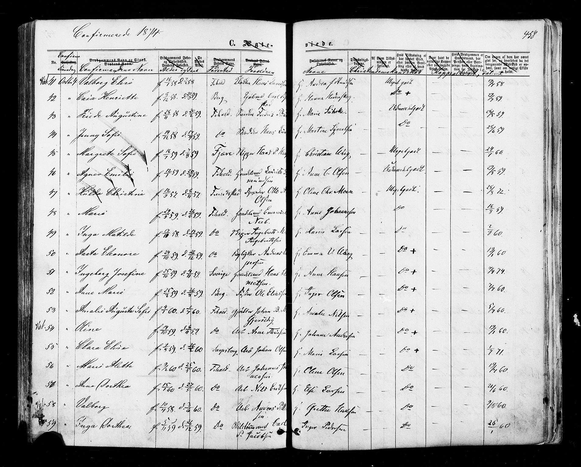 Halden prestekontor Kirkebøker, AV/SAO-A-10909/F/Fa/L0009: Parish register (official) no. I 9, 1866-1877, p. 458