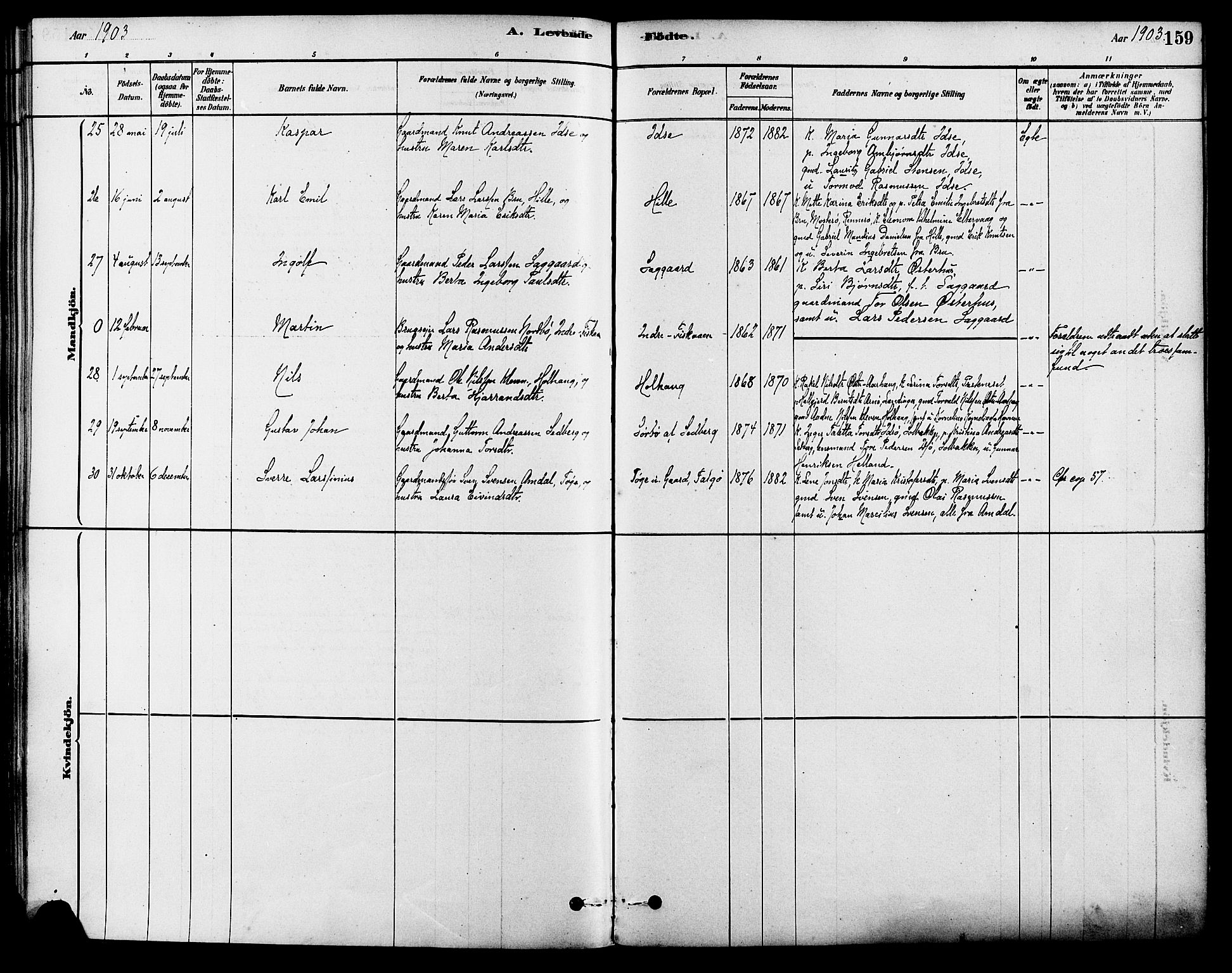 Strand sokneprestkontor, AV/SAST-A-101828/H/Ha/Haa/L0009: Parish register (official) no. A 9, 1877-1908, p. 159