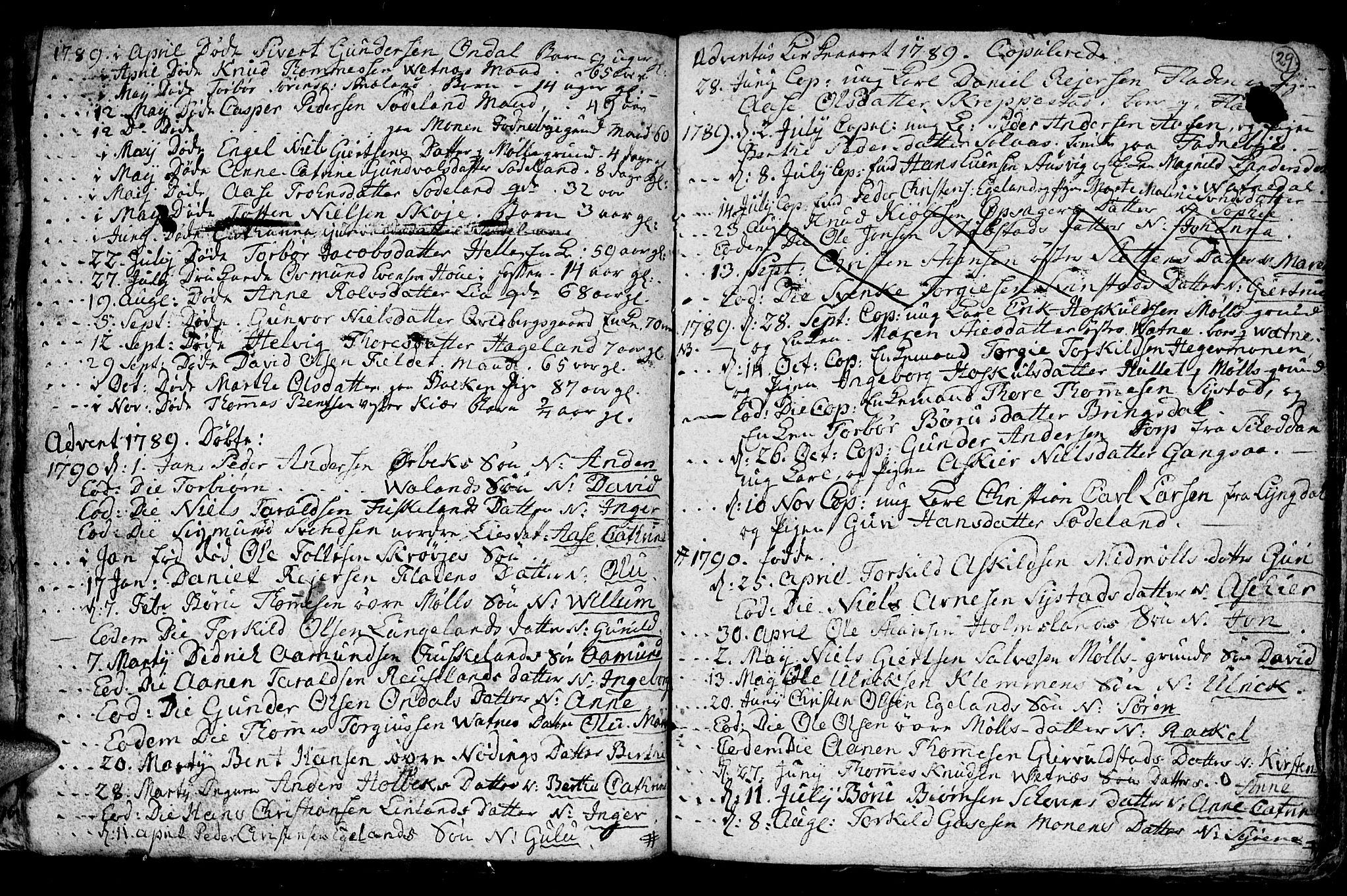 Holum sokneprestkontor, AV/SAK-1111-0022/F/Fb/Fba/L0001: Parish register (copy) no. B 1 /1, 1770-1820, p. 29