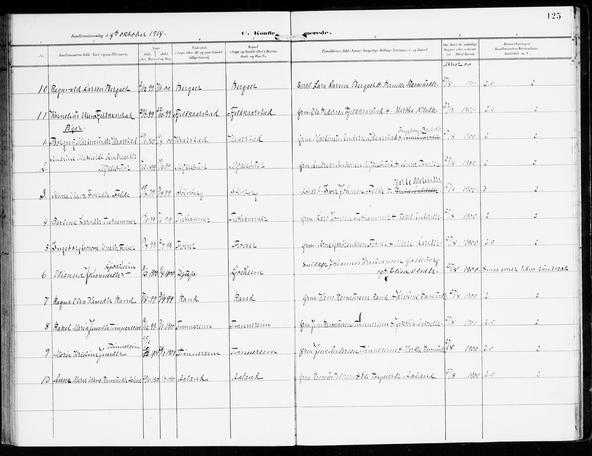 Innvik sokneprestembete, AV/SAB-A-80501: Parish register (official) no. D 2, 1900-1921, p. 125