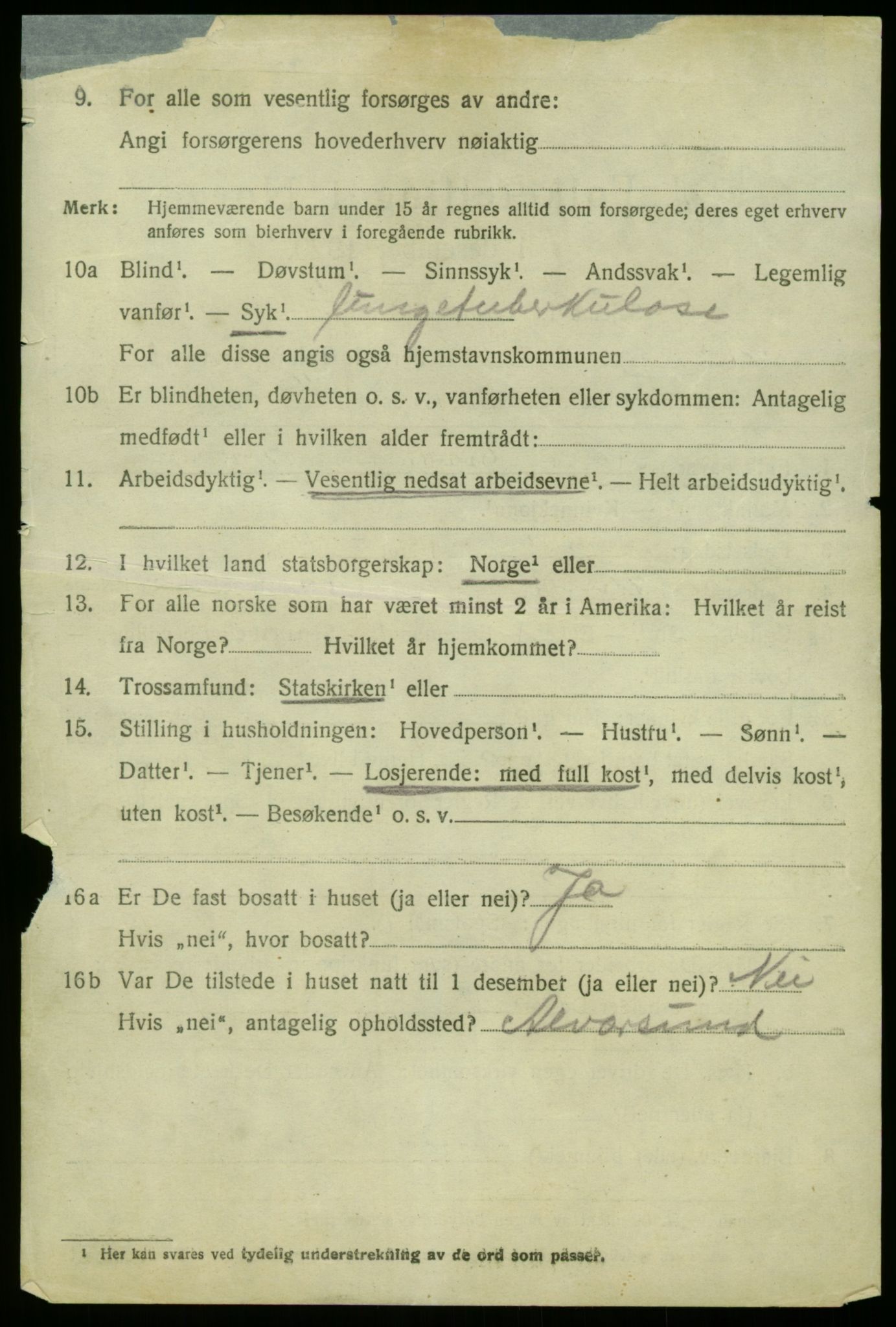 SAB, 1920 census for Manger, 1920, p. 3006