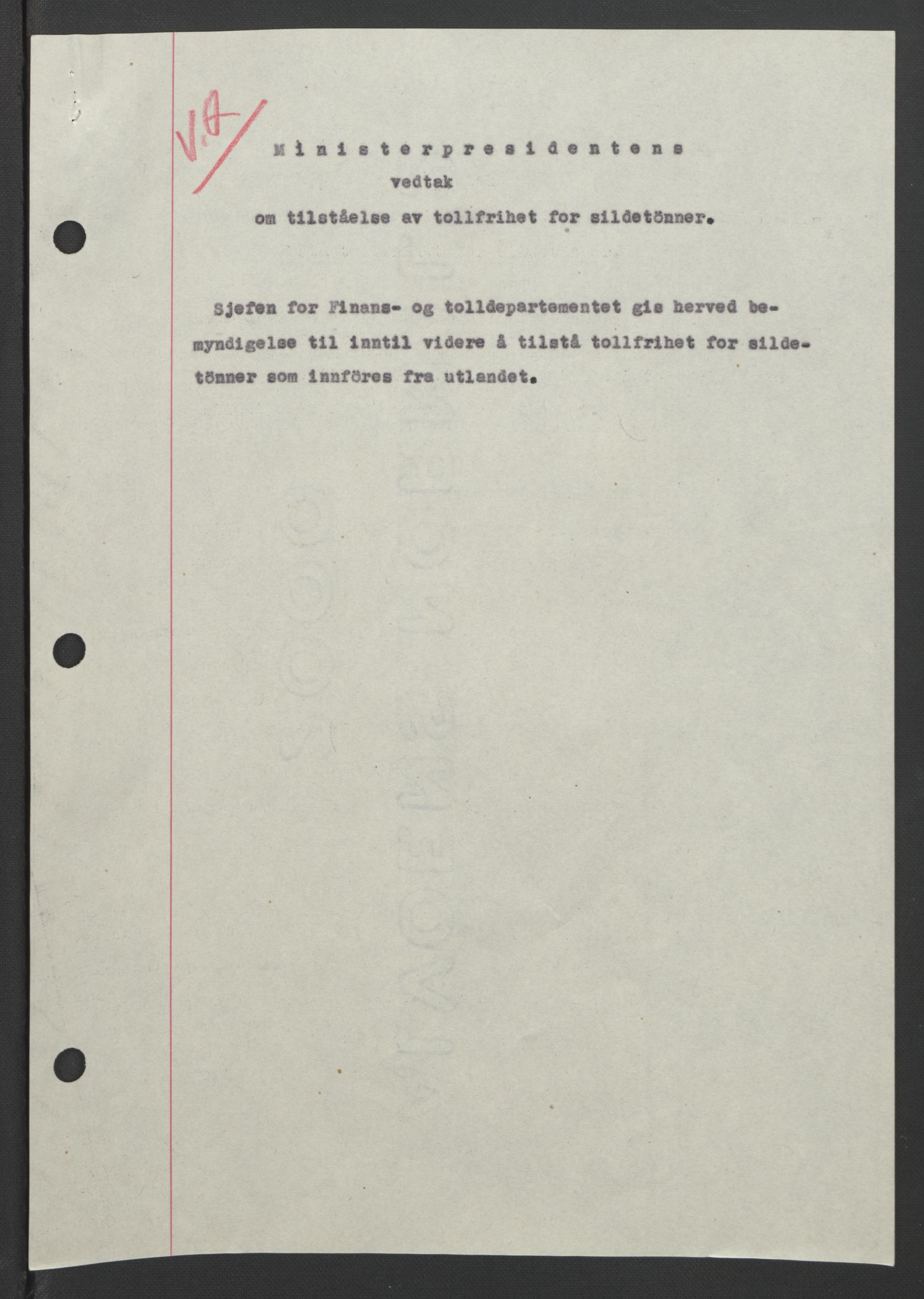 NS-administrasjonen 1940-1945 (Statsrådsekretariatet, de kommisariske statsråder mm), AV/RA-S-4279/D/Db/L0090: Foredrag til vedtak utenfor ministermøte, 1942-1945, p. 219