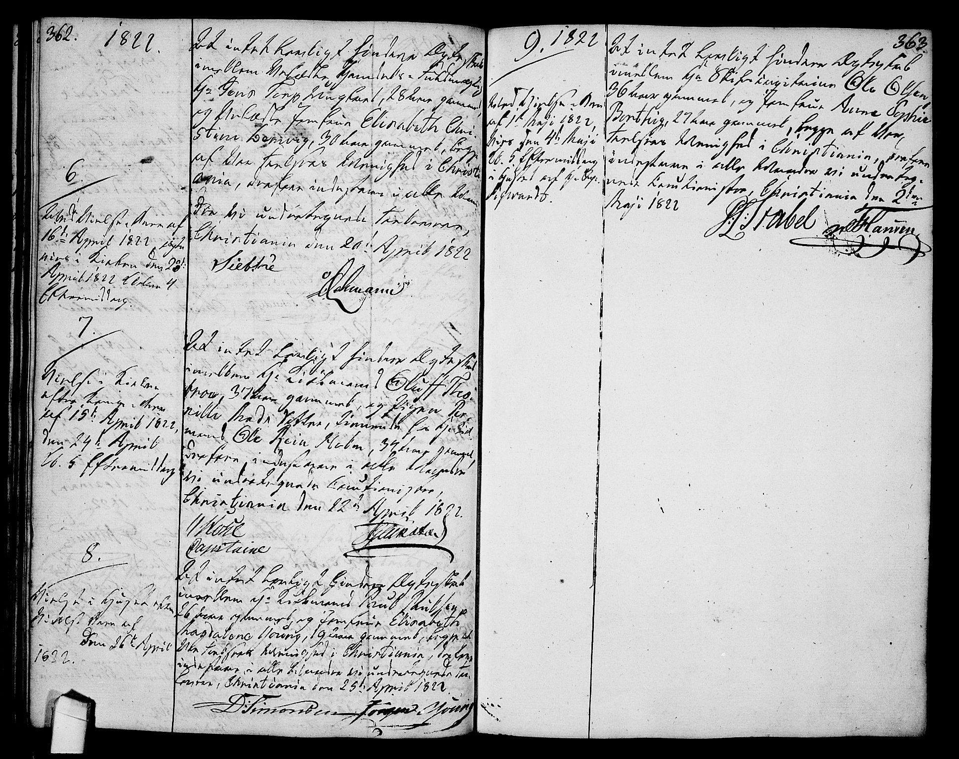 Oslo domkirke Kirkebøker, SAO/A-10752/L/La/L0011: Best man's statements no. 11, 1807-1819, p. 362-363