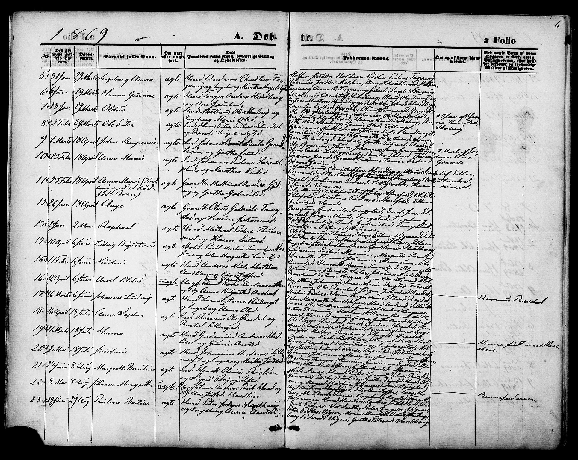 Ministerialprotokoller, klokkerbøker og fødselsregistre - Nord-Trøndelag, SAT/A-1458/744/L0419: Parish register (official) no. 744A03, 1867-1881, p. 6