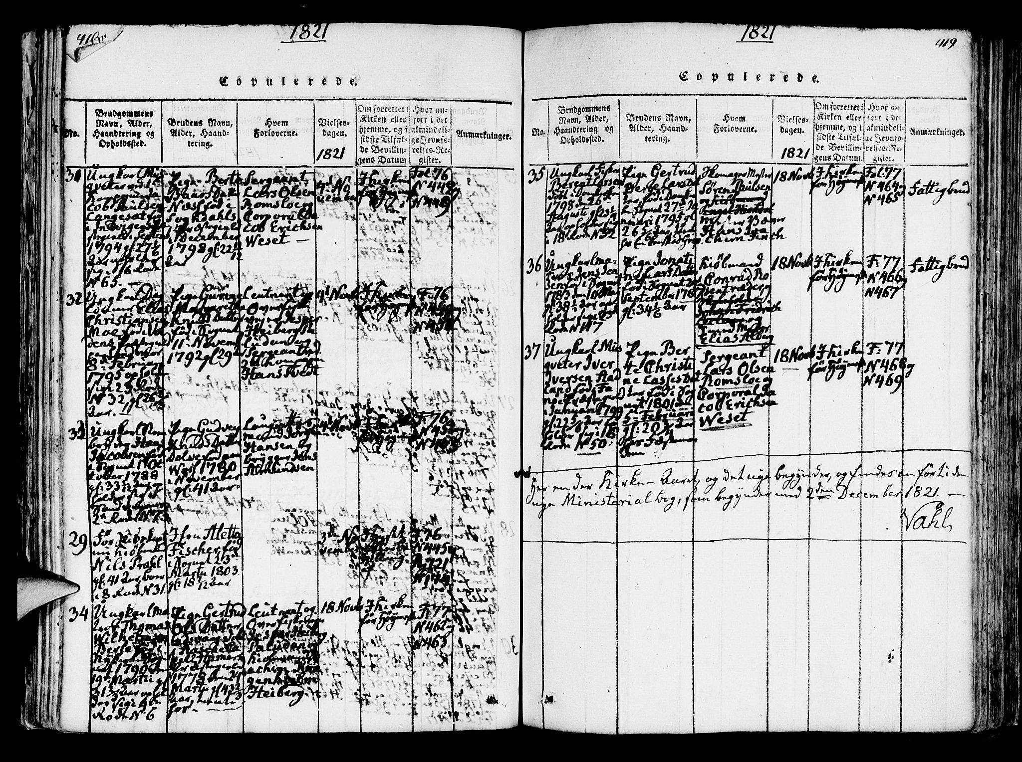 Korskirken sokneprestembete, SAB/A-76101/H/Hab: Parish register (copy) no. A 1b, 1815-1821, p. 418-419