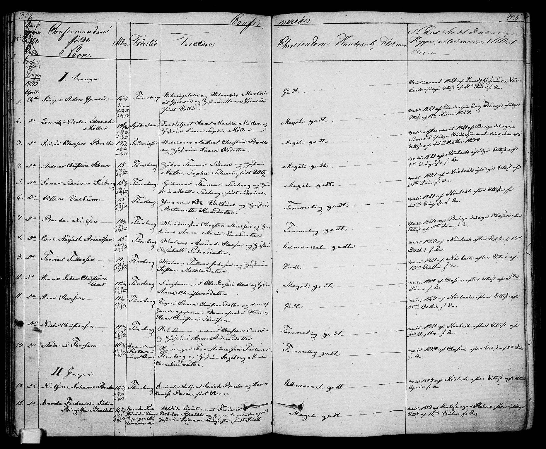 Tønsberg kirkebøker, AV/SAKO-A-330/F/Fa/L0005: Parish register (official) no. I 5, 1827-1836, p. 302-303