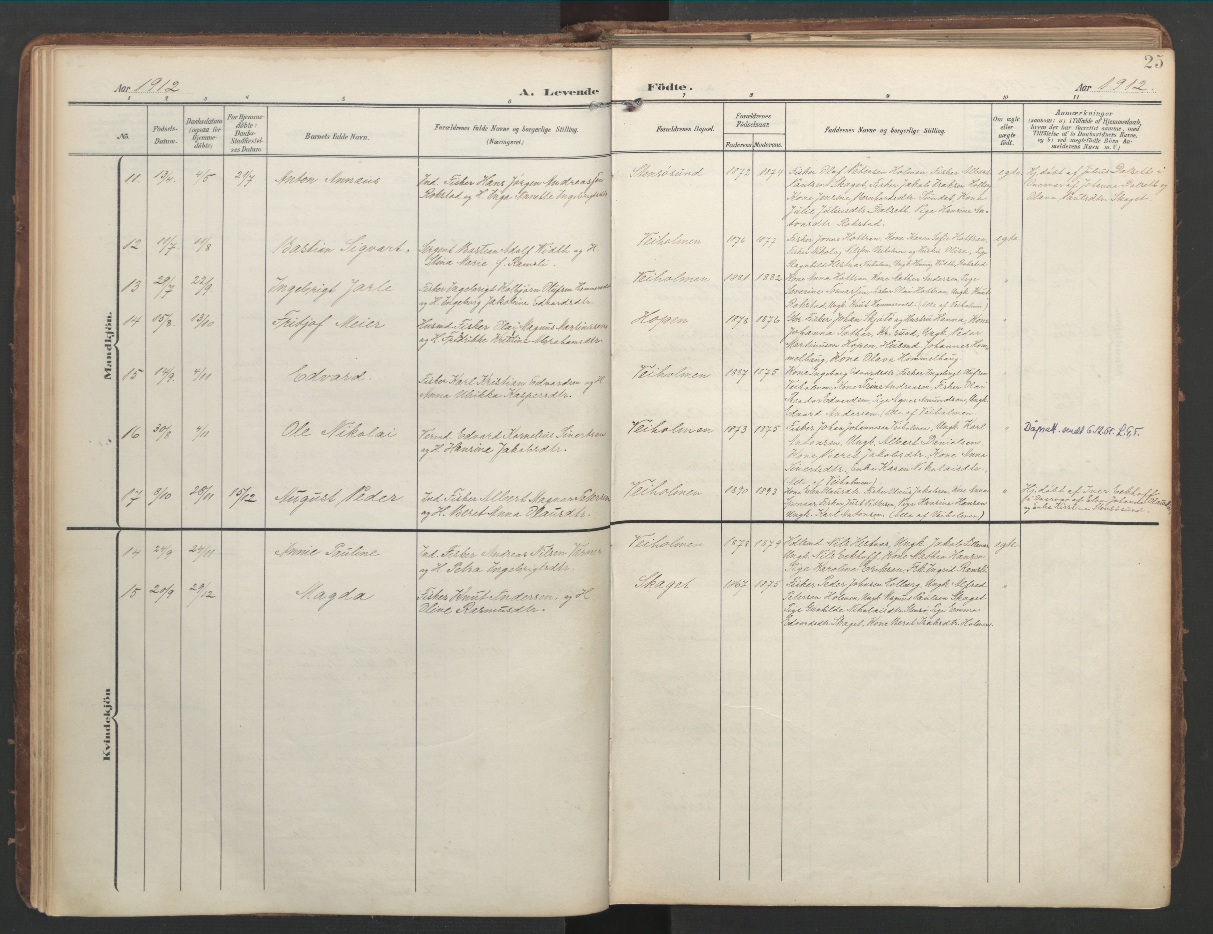 Ministerialprotokoller, klokkerbøker og fødselsregistre - Møre og Romsdal, SAT/A-1454/583/L0955: Parish register (official) no. 583A02, 1907-1926, p. 25