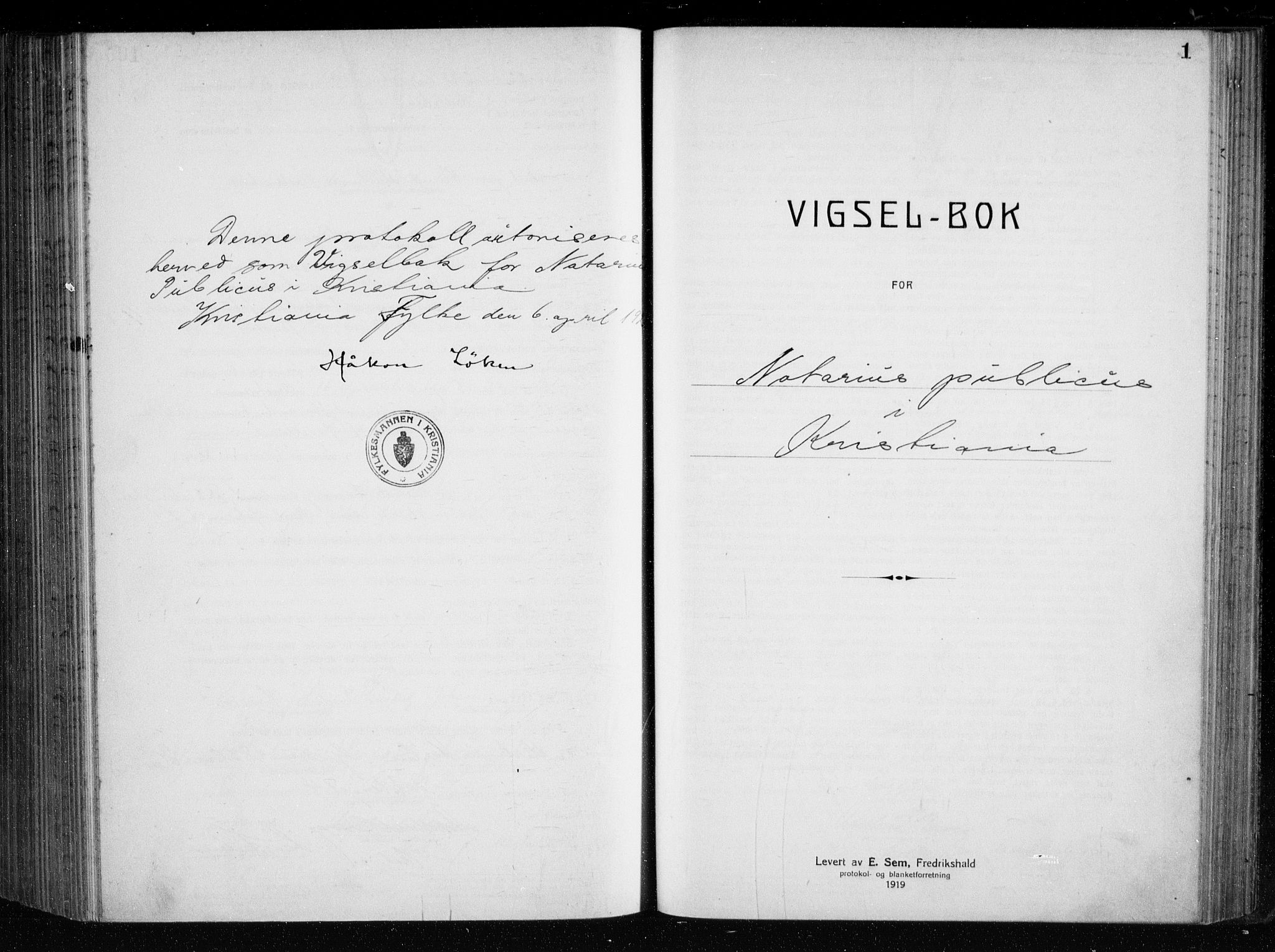 Oslo byfogd avd. I, AV/SAO-A-10220/L/Lb/Lbb/L0015: Notarialprotokoll, rekke II: Vigsler, 1921-1922, p. 1a