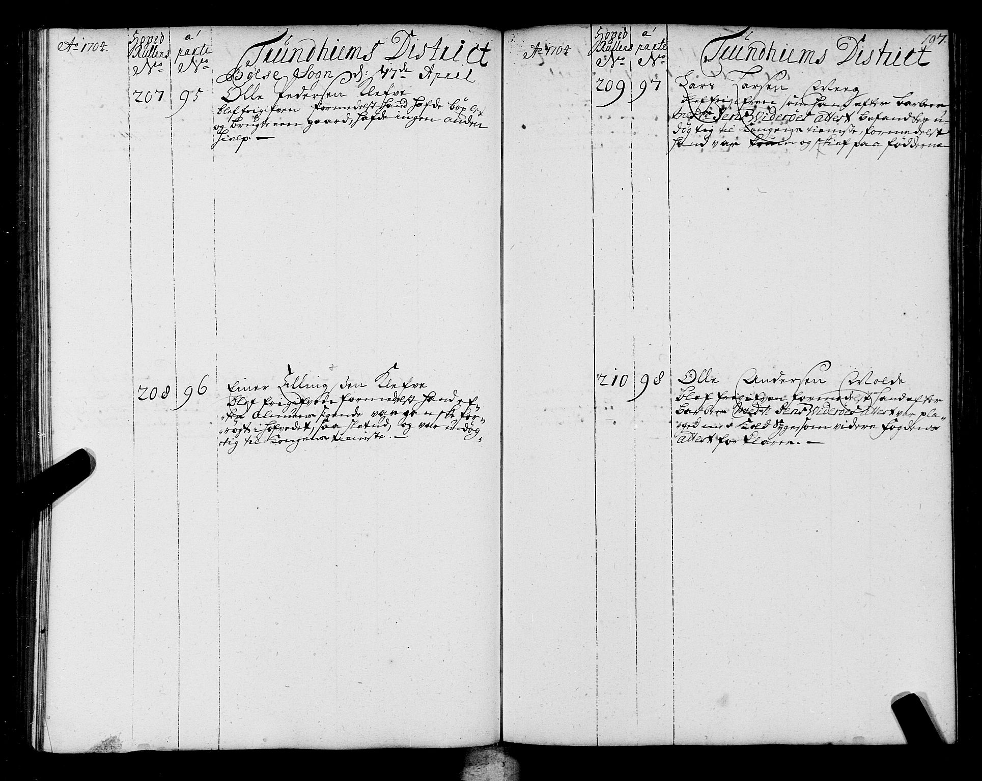 Sjøinnrulleringen - Trondhjemske distrikt, AV/SAT-A-5121/01/L0004: Ruller over sjøfolk i Trondhjem by, 1704-1710, p. 197