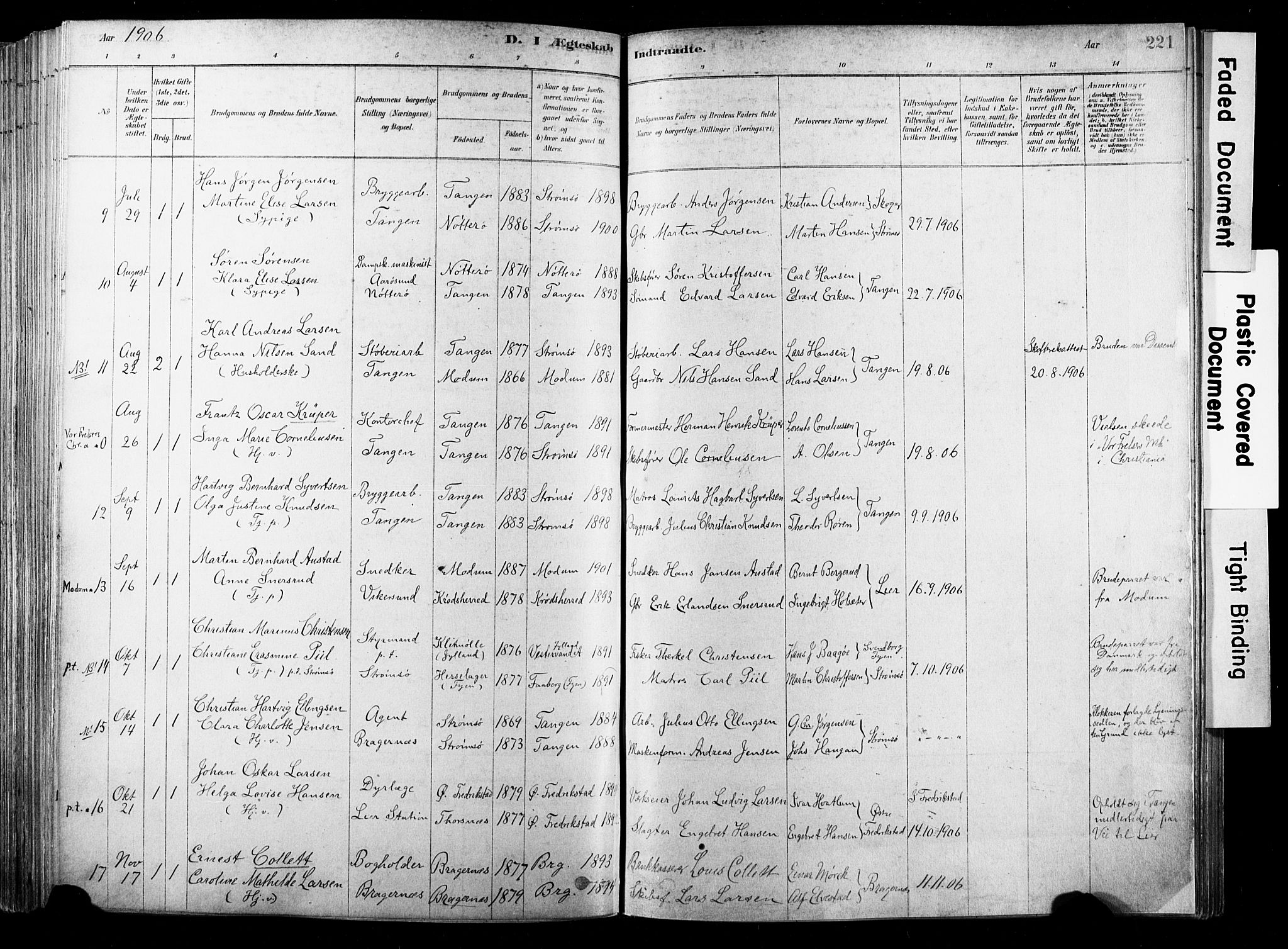 Strømsø kirkebøker, SAKO/A-246/F/Fb/L0006: Parish register (official) no. II 6, 1879-1910, p. 221