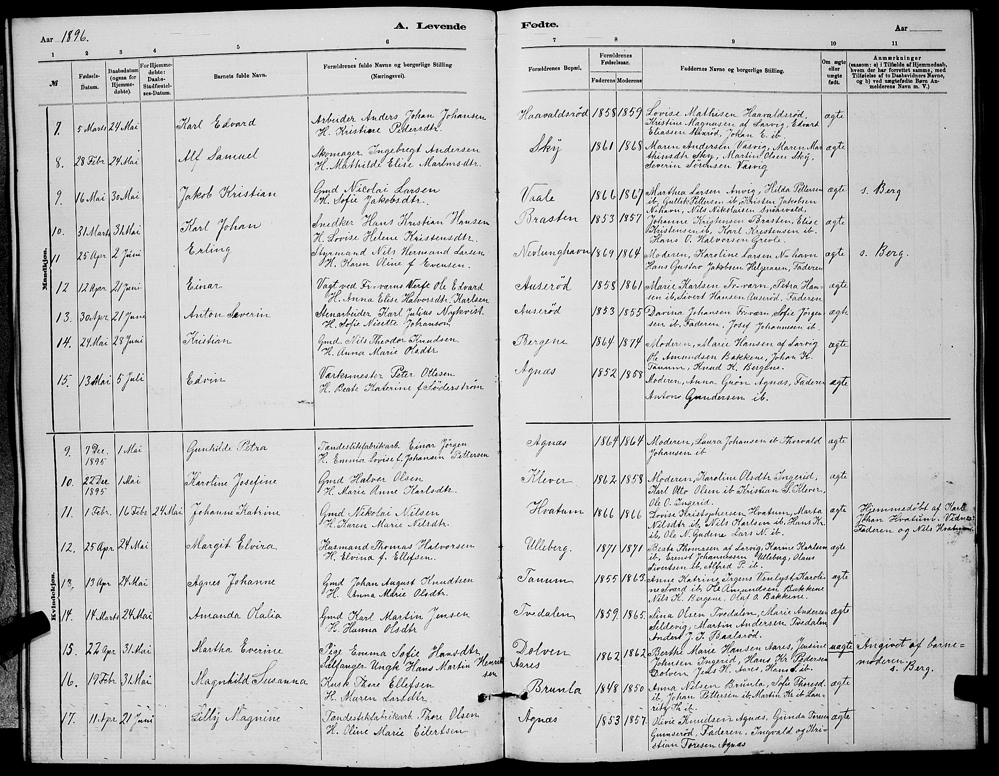 Brunlanes kirkebøker, SAKO/A-342/G/Ga/L0003: Parish register (copy) no. I 3, 1877-1898