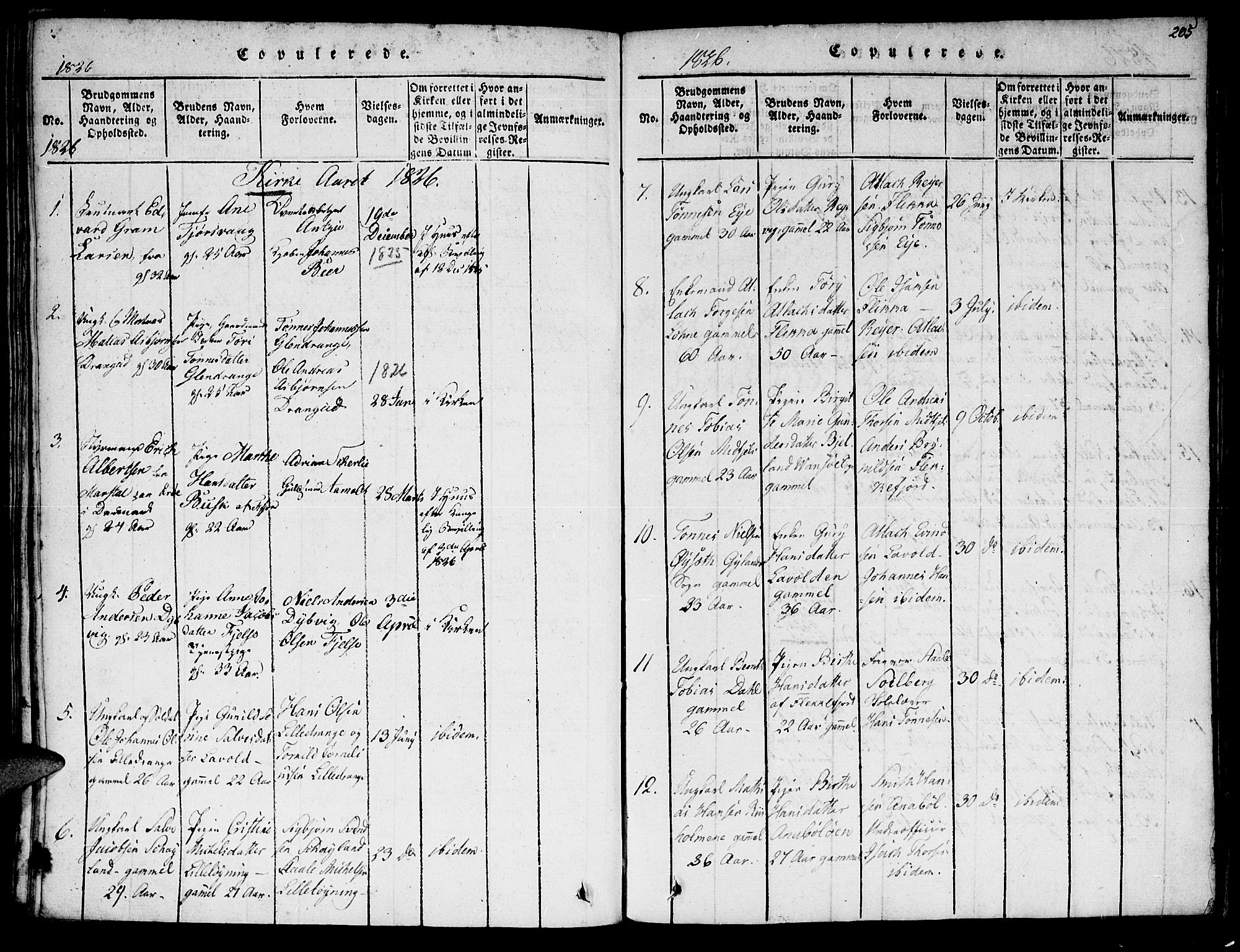 Flekkefjord sokneprestkontor, SAK/1111-0012/F/Fa/Fac/L0002: Parish register (official) no. A 2, 1815-1826, p. 205