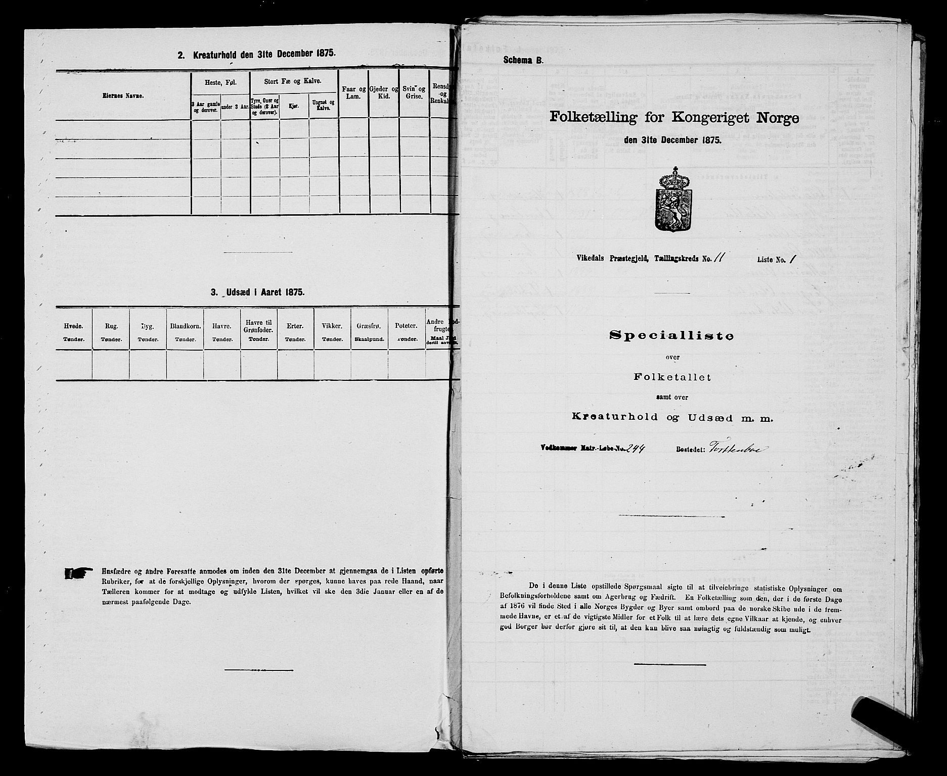 SAST, 1875 census for 1157P Vikedal, 1875, p. 1213