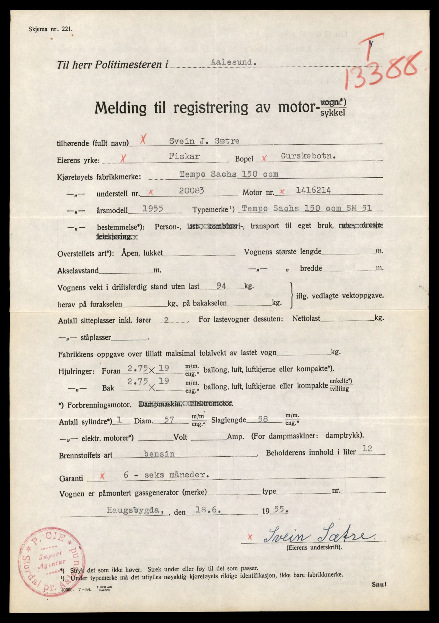 Møre og Romsdal vegkontor - Ålesund trafikkstasjon, AV/SAT-A-4099/F/Fe/L0039: Registreringskort for kjøretøy T 13361 - T 13530, 1927-1998, p. 449