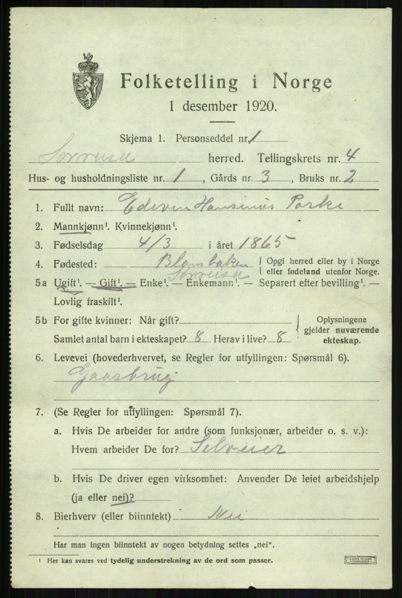 SATØ, 1920 census for Sørreisa, 1920, p. 1748