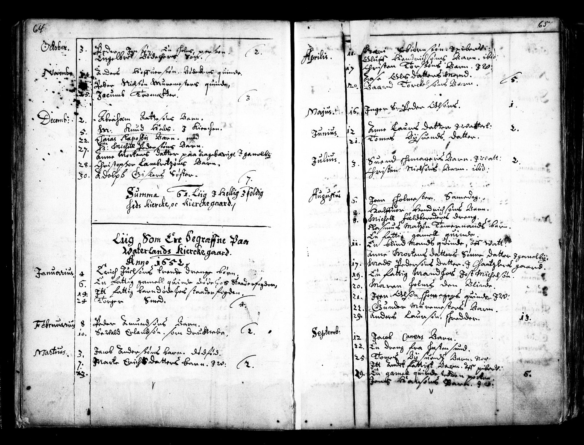 Oslo domkirke Kirkebøker, AV/SAO-A-10752/F/Fa/L0001: Parish register (official) no. 1, 1648-1704, p. 64-65