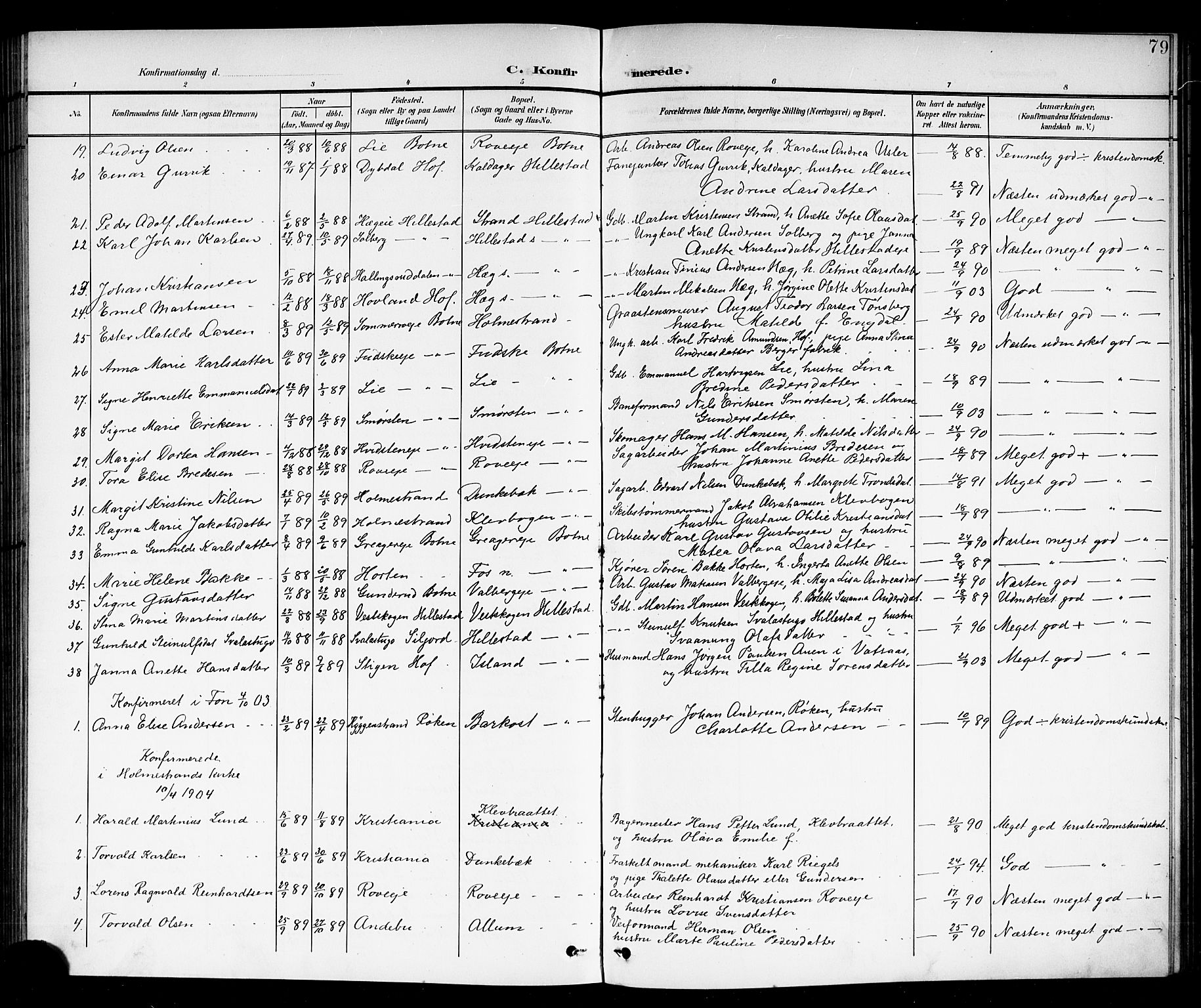 Botne kirkebøker, AV/SAKO-A-340/G/Ga/L0004: Parish register (copy) no. I 4, 1899-1915, p. 79