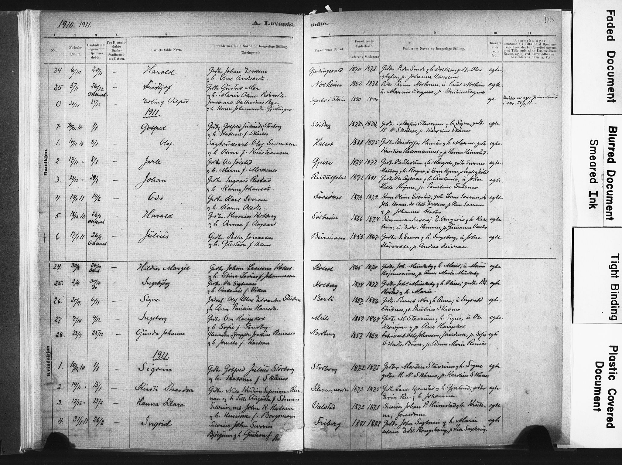 Ministerialprotokoller, klokkerbøker og fødselsregistre - Nord-Trøndelag, SAT/A-1458/721/L0207: Parish register (official) no. 721A02, 1880-1911, p. 98