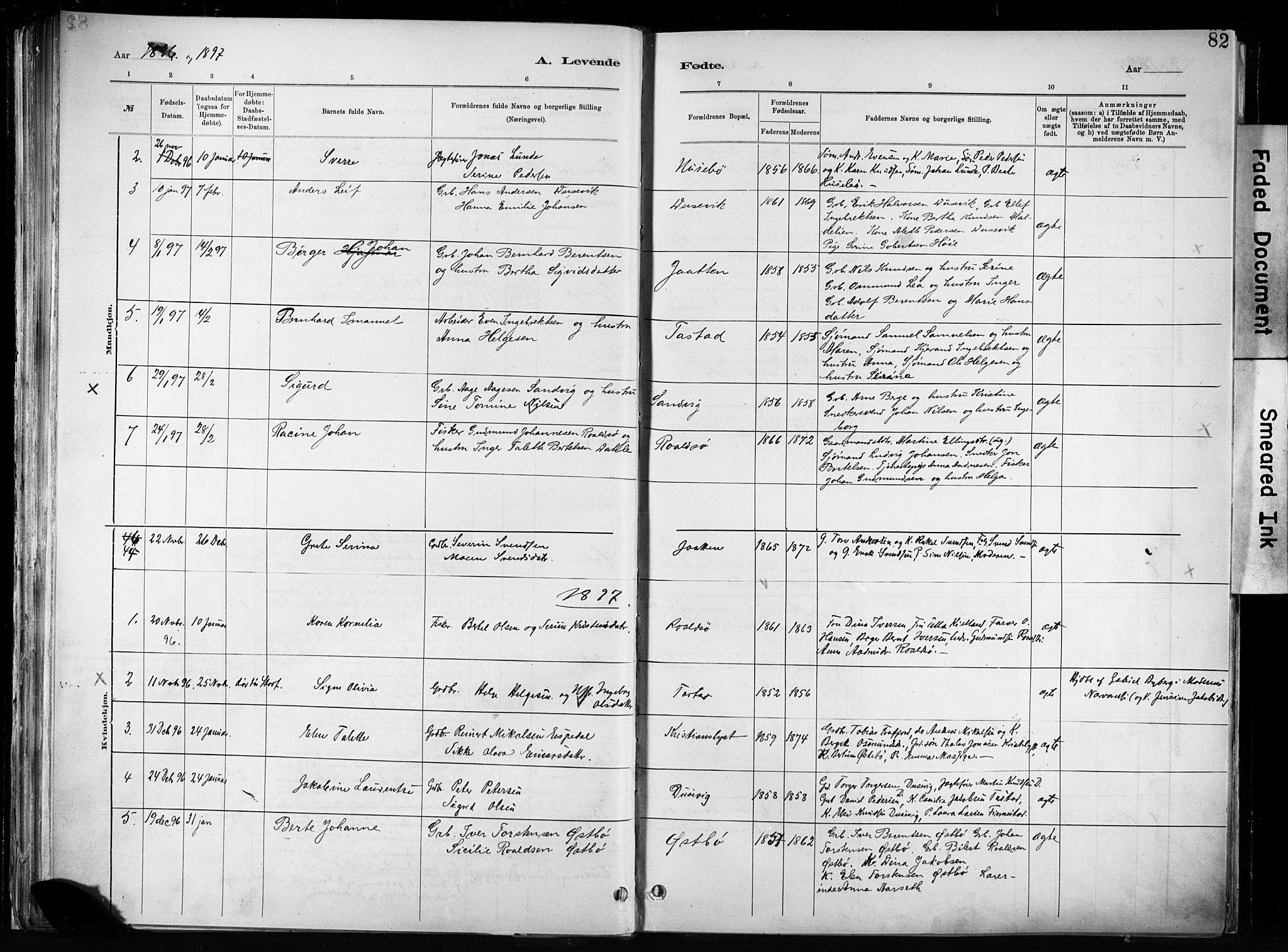 Hetland sokneprestkontor, AV/SAST-A-101826/30/30BA/L0011: Parish register (official) no. A 11, 1884-1911, p. 82