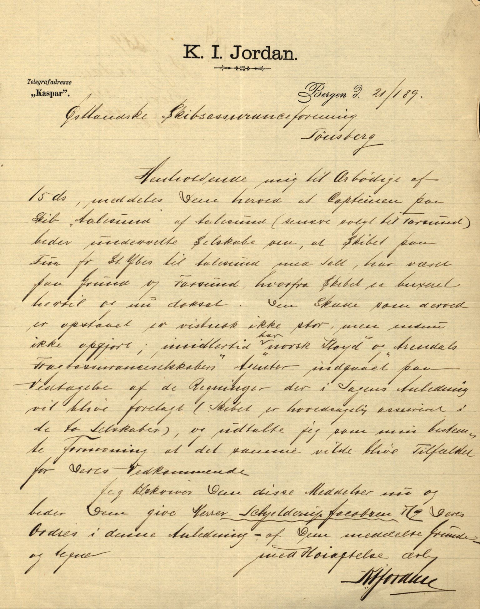 Pa 63 - Østlandske skibsassuranceforening, VEMU/A-1079/G/Ga/L0021/0012: Havaridokumenter / Agathe, Ala, Aalesund, Achiles, Præsident Harbitz, 1888, p. 13