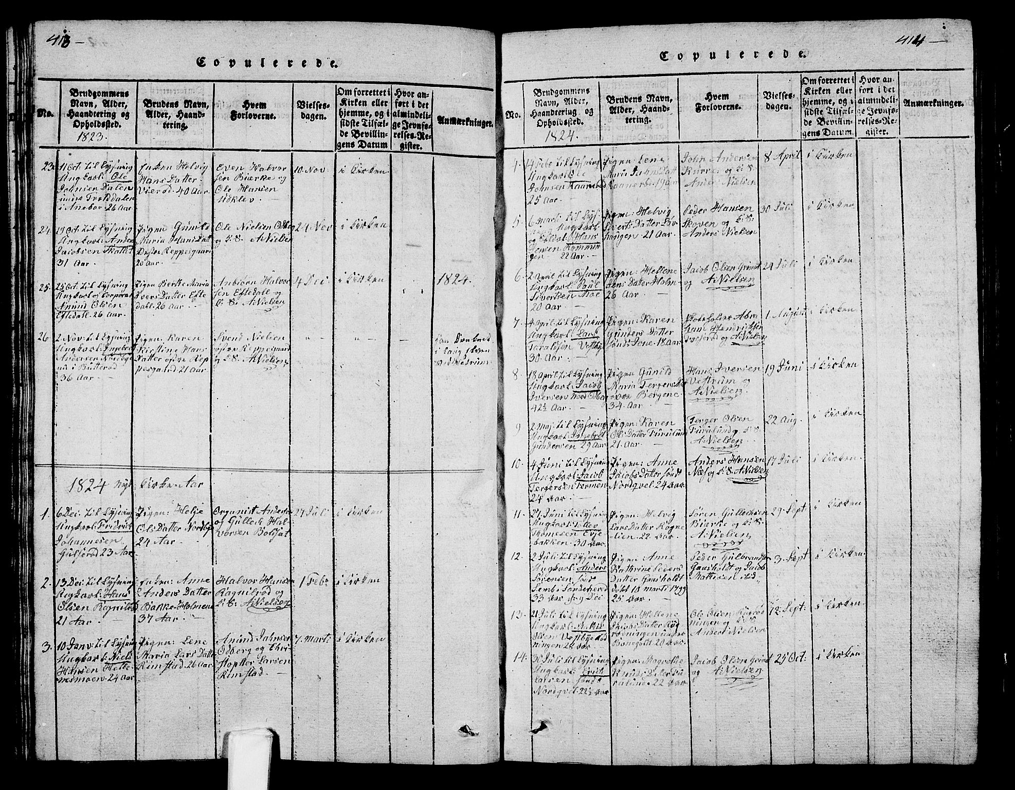 Hedrum kirkebøker, SAKO/A-344/G/Ga/L0003: Parish register (copy) no. I 3, 1817-1835, p. 413-414
