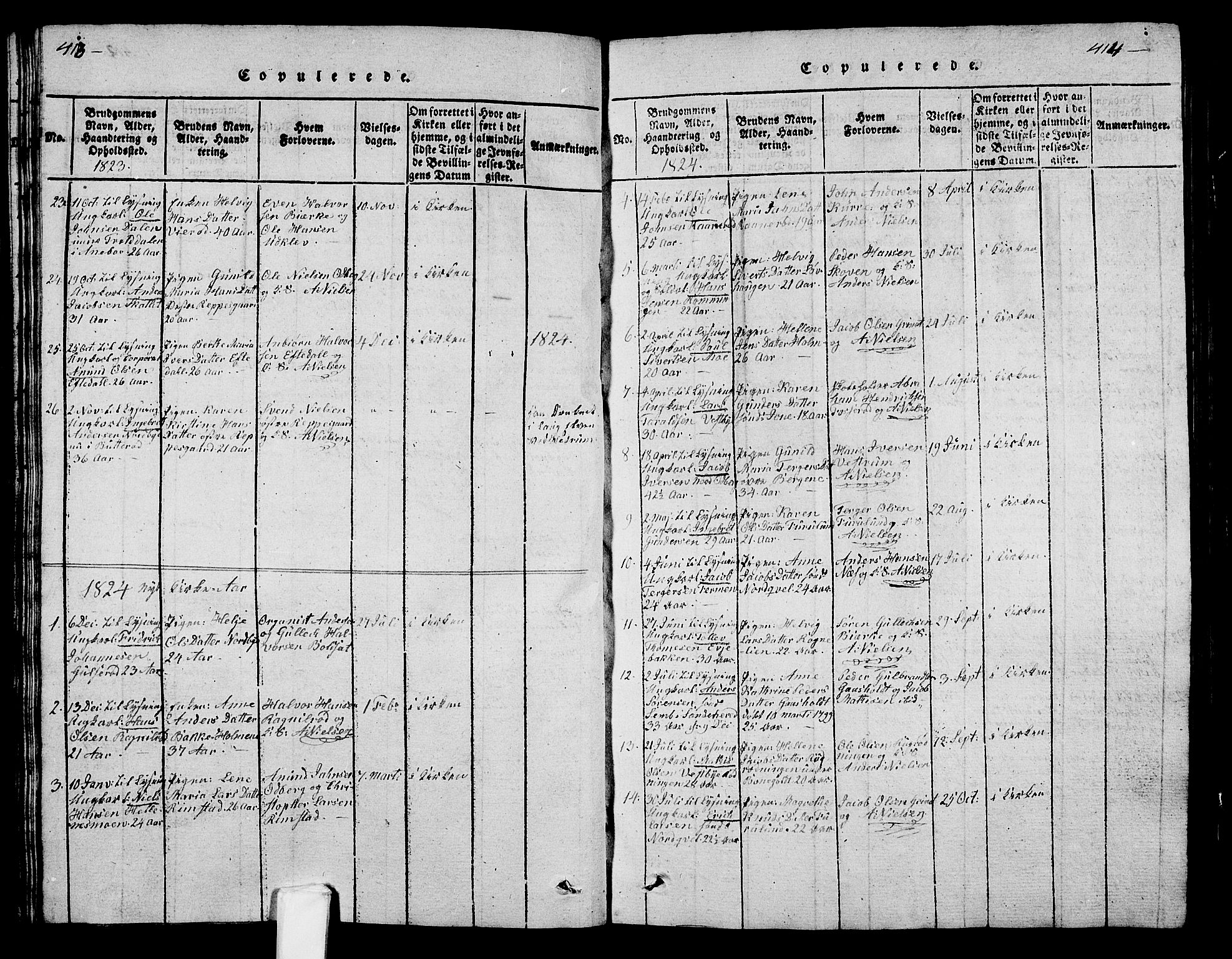 Hedrum kirkebøker, AV/SAKO-A-344/G/Ga/L0003: Parish register (copy) no. I 3, 1817-1835, p. 413-414